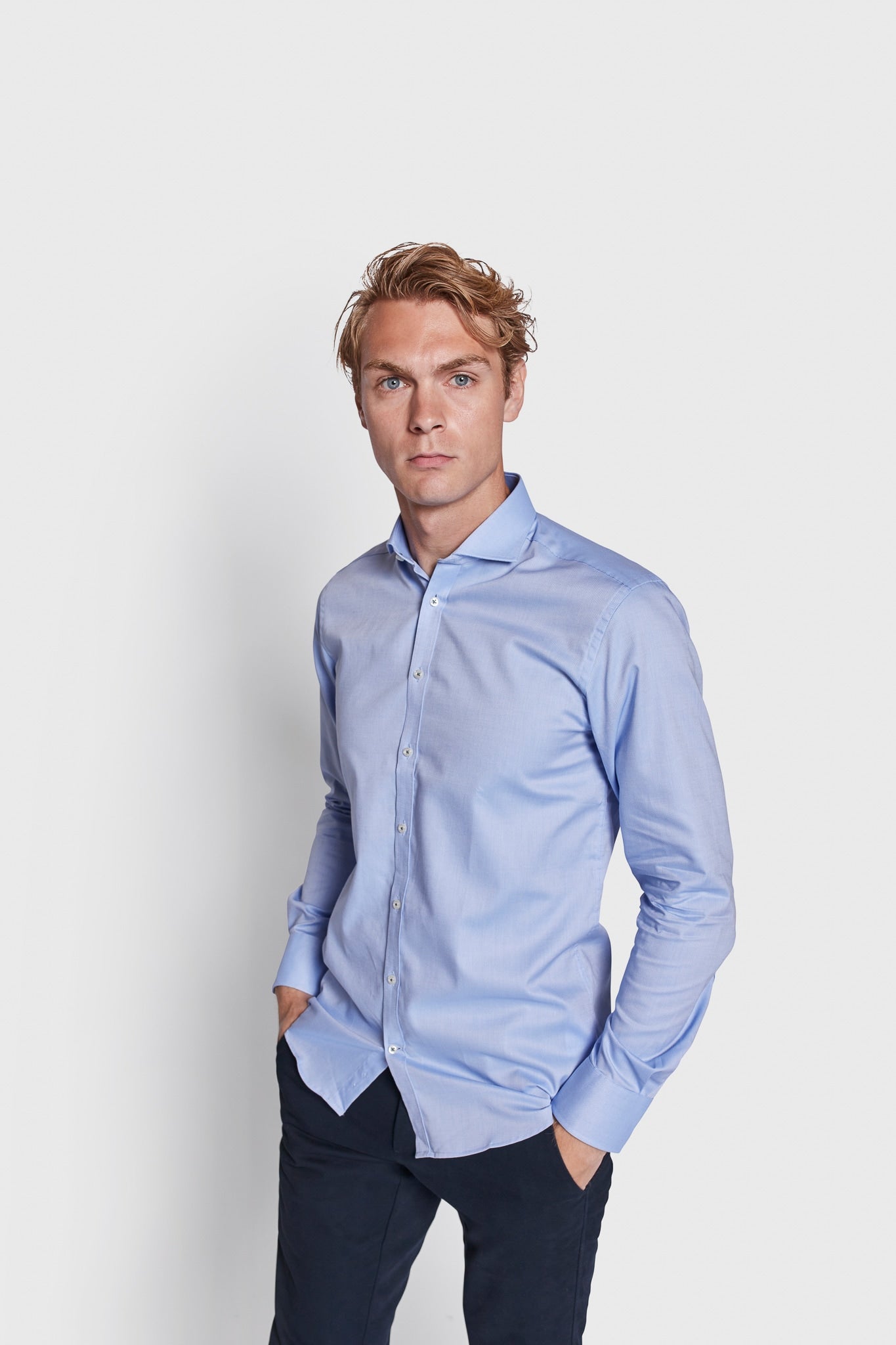 BS Finn Slim Fit Skjorta - Ljusblå