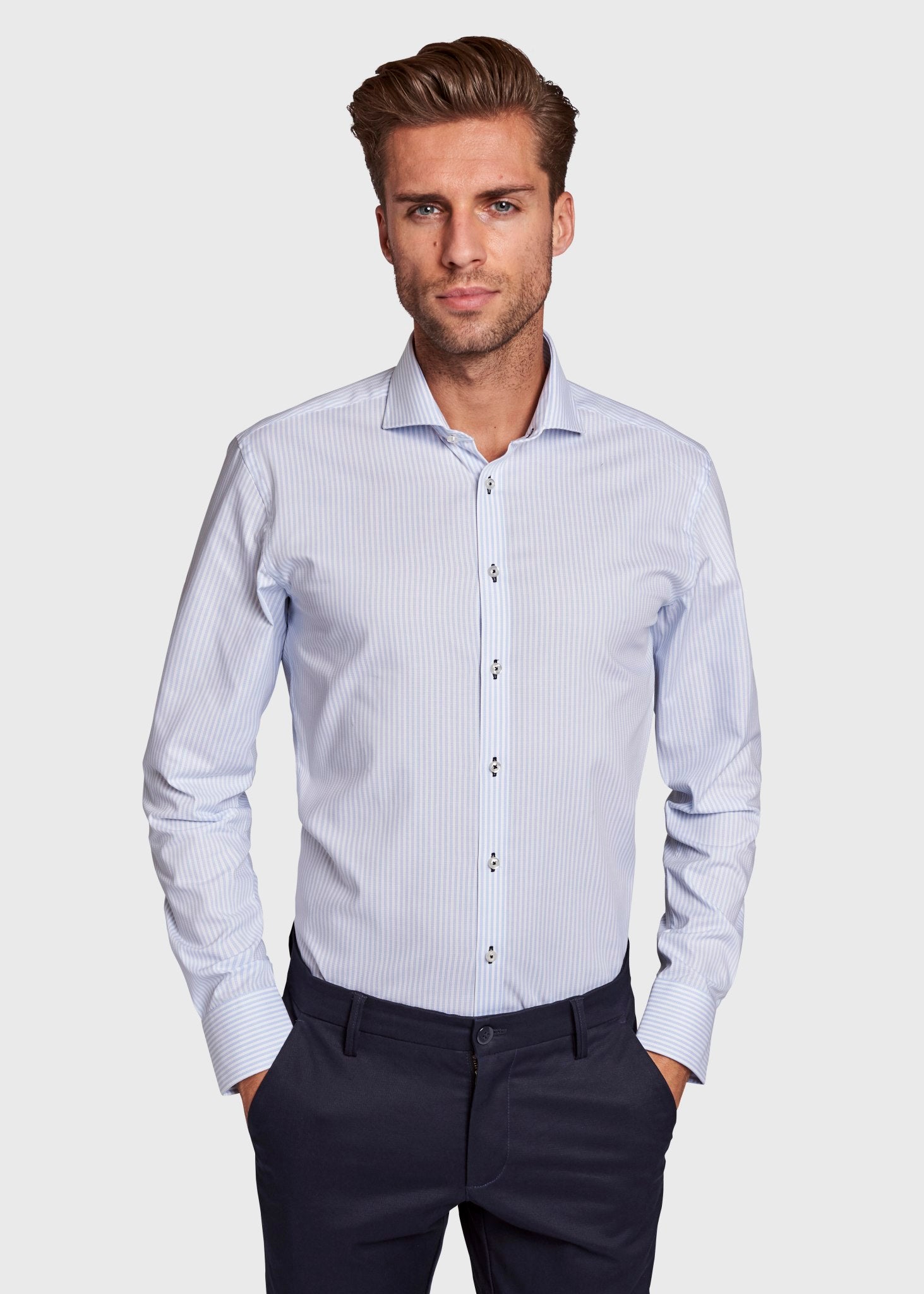 BS Foyth Modern Fit Skjorta - Ljusblå