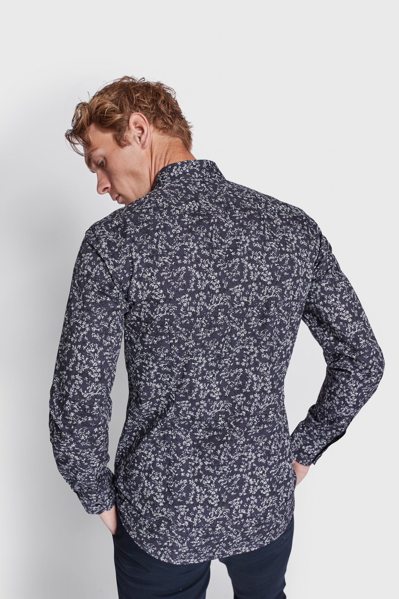 BS Jackson Slim Fit Skjorta - Marinblå