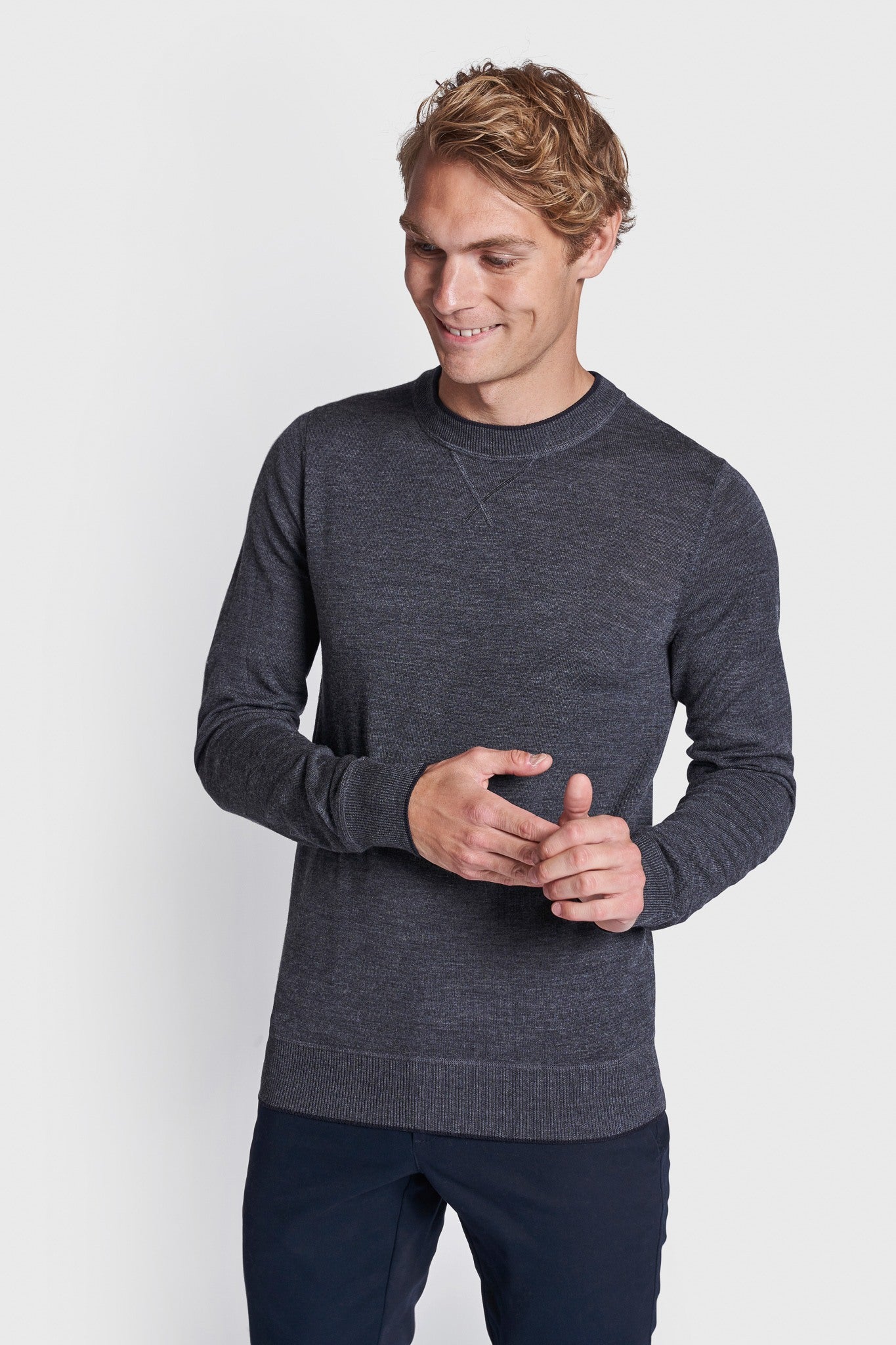 BS Federer Regular Fit Stickad Tröja - Grey