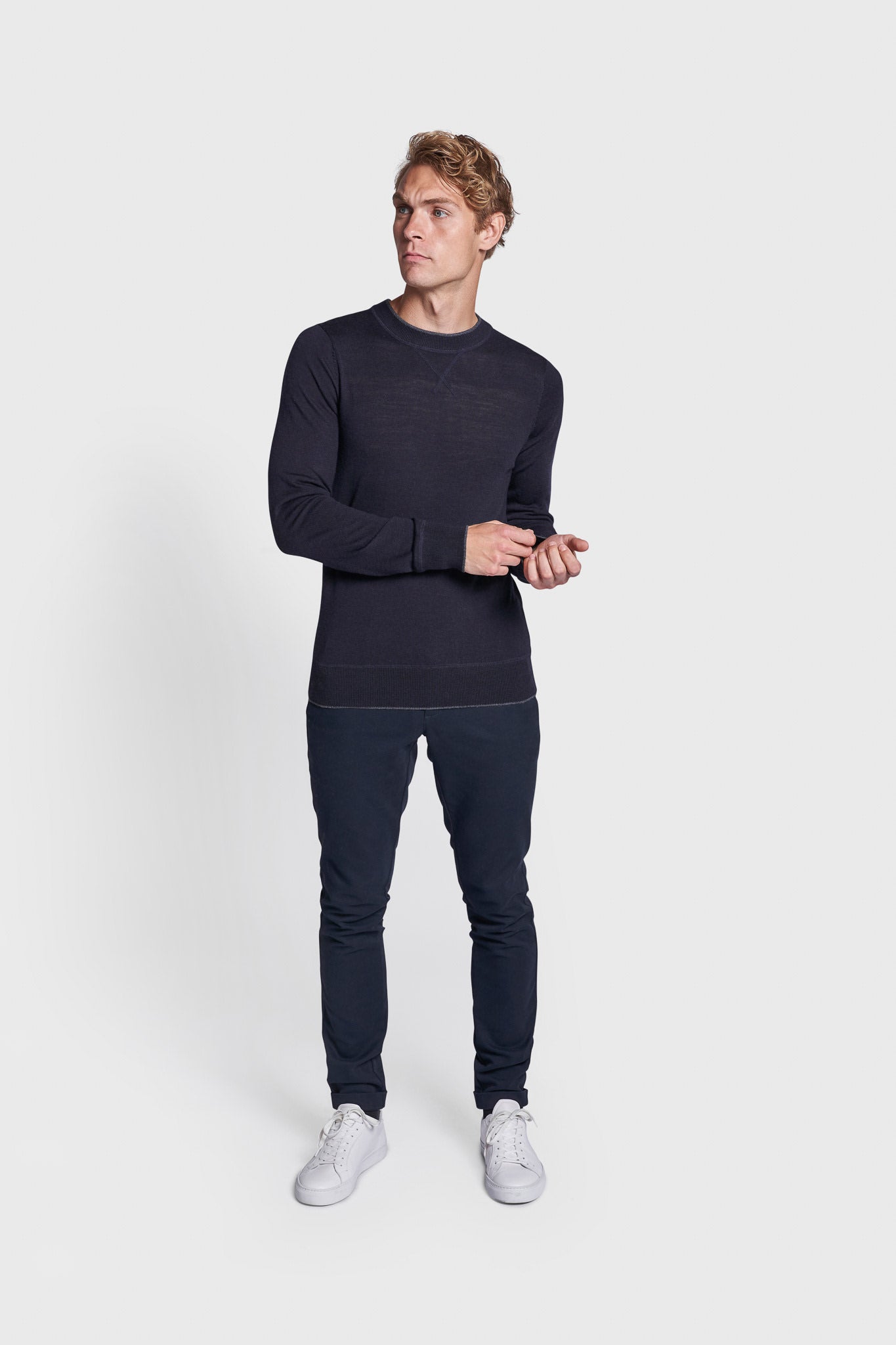 BS Federer Regular Fit Stickad tröja - Marinblå