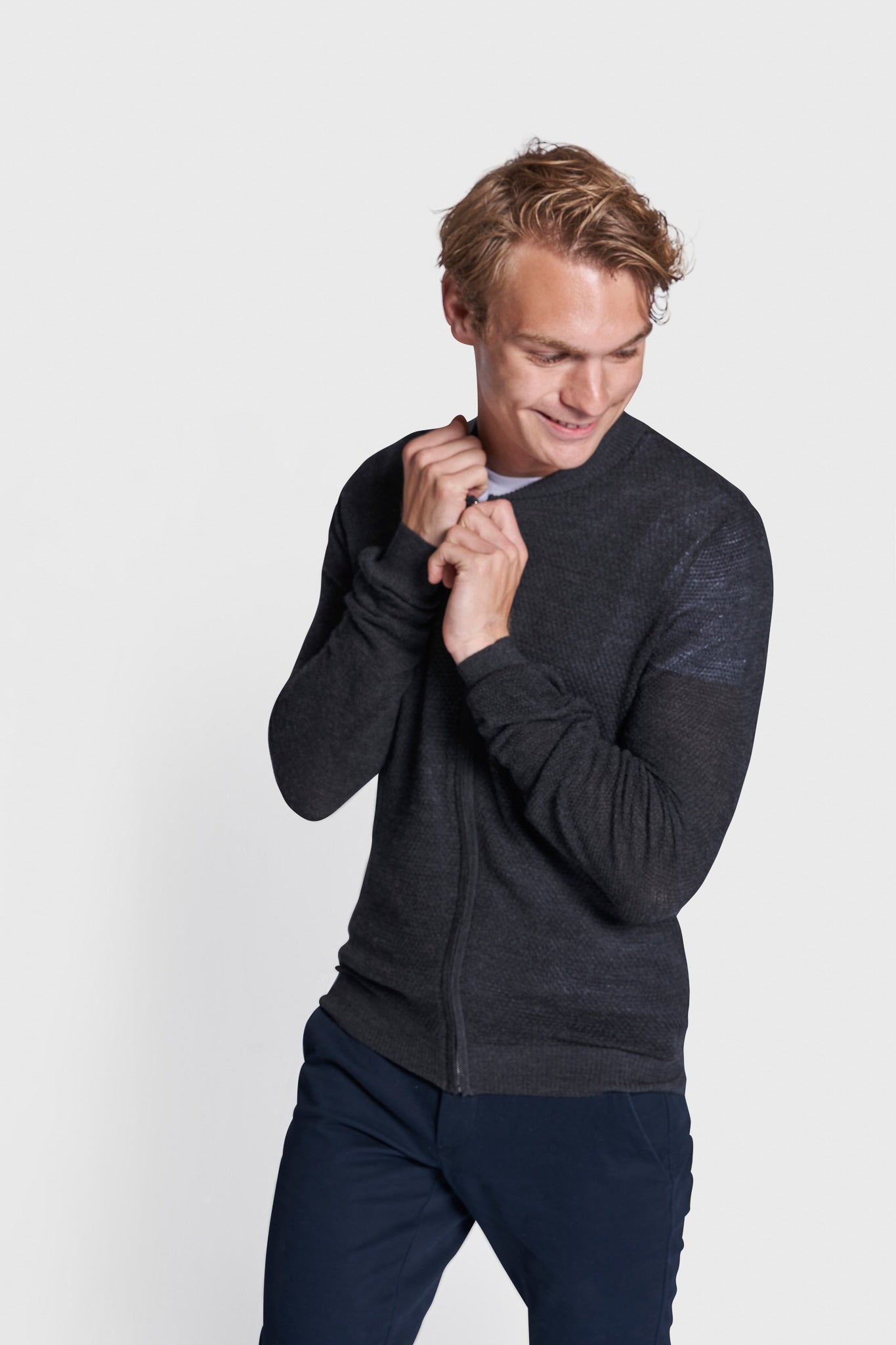 BS Dimitrov Regular Fit Stickad tröja - Charcoal