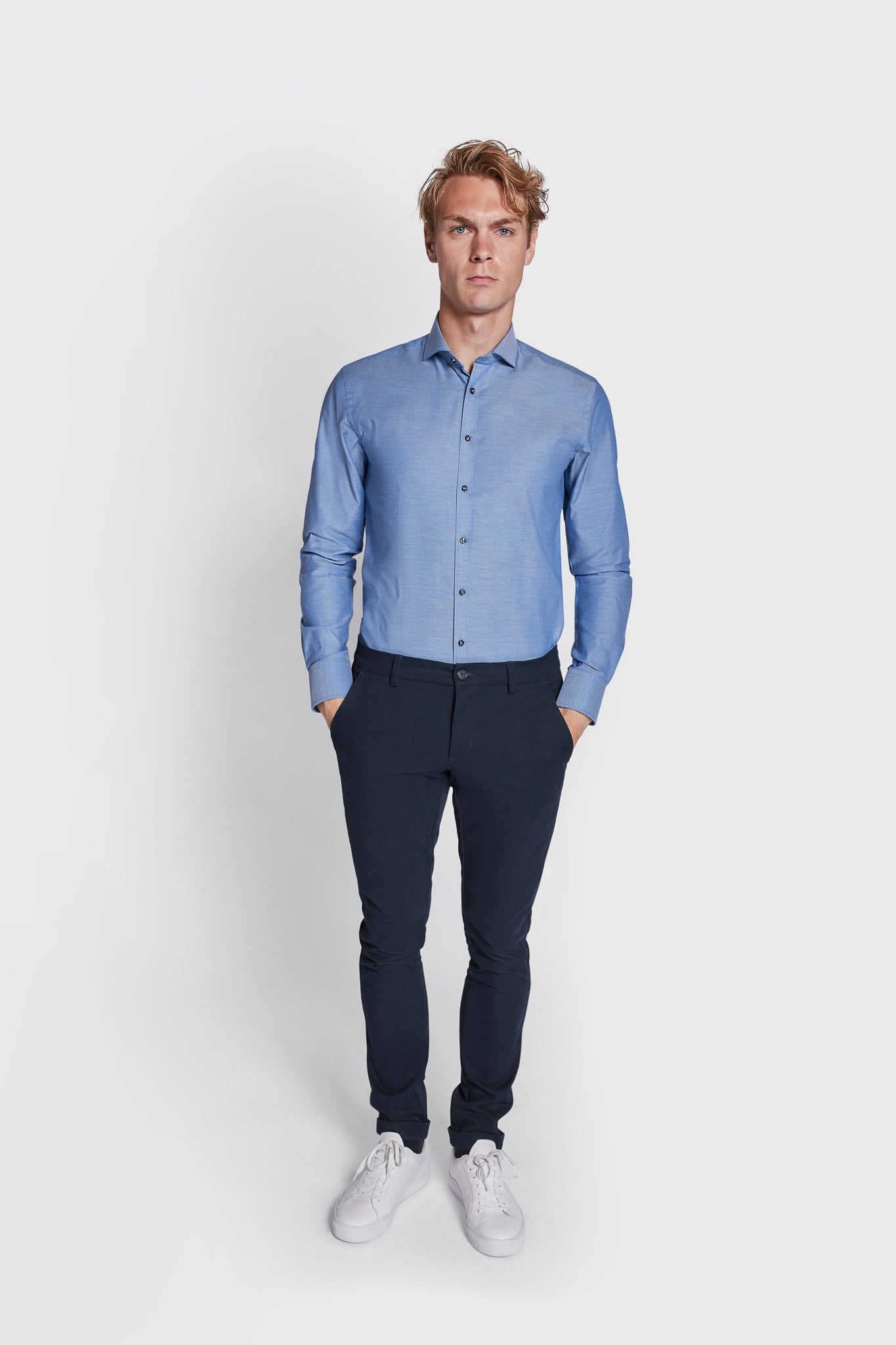 BS Immobile Slim Fit Skjorta - Blå