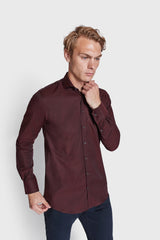 BS Kamil Slim Fit Skjorta - Bordeaux