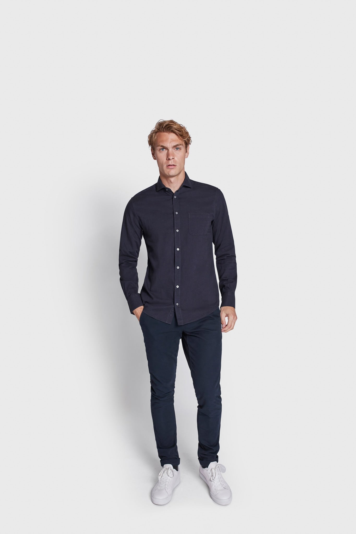 BS Sulayman Casual Slim Fit Skjorta - Marinblå