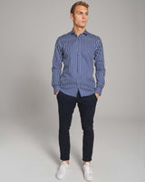 BS Patric Slim Fit Skjorta - Dark Blue/White