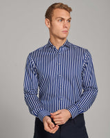 BS Patric Slim Fit Skjorta - Dark Blue/White