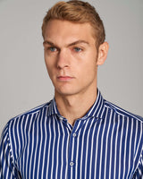 BS Patric Slim Fit Skjorta - Dark Blue/White