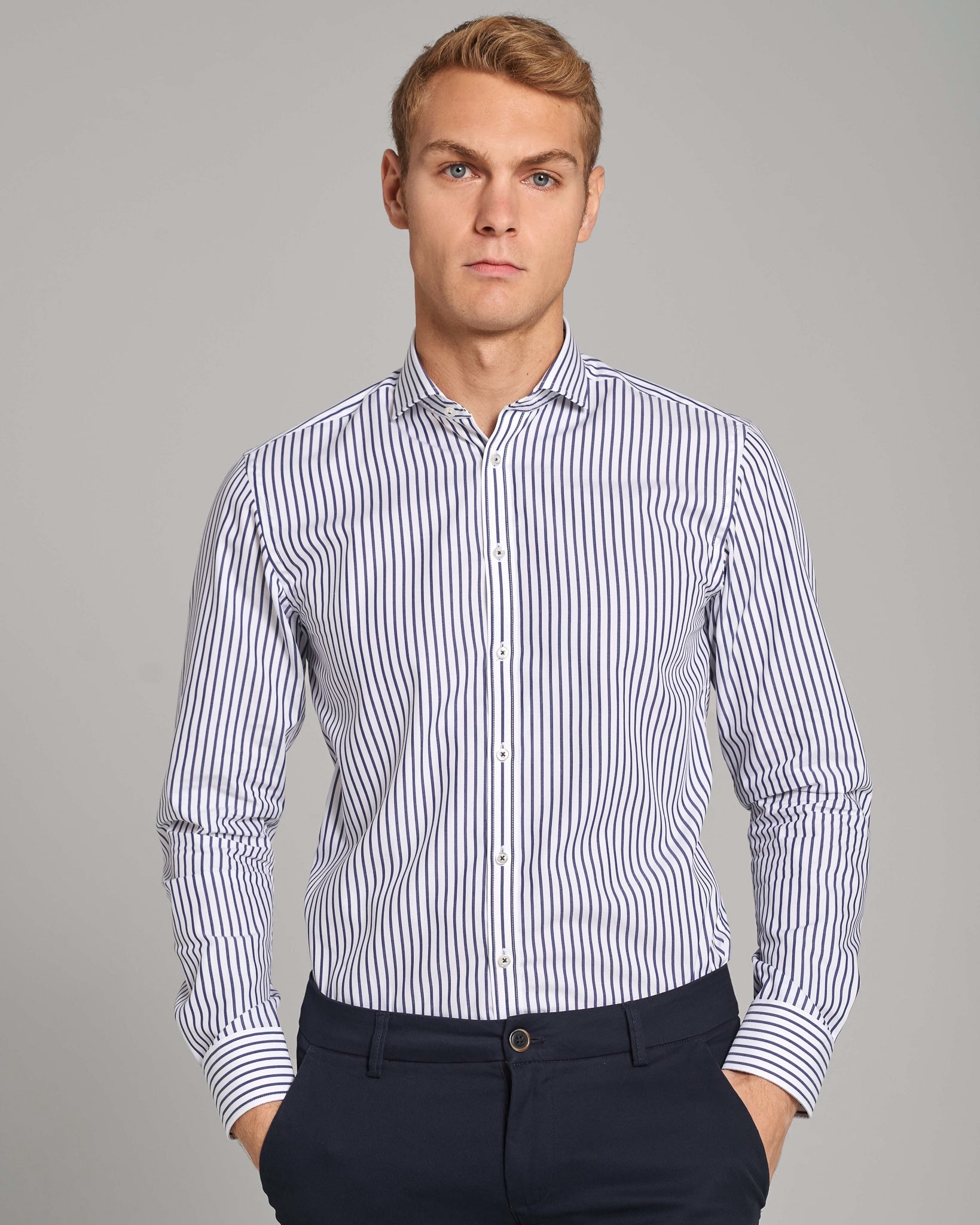 BS Scarone Slim Fit Skjorta - White/Navy