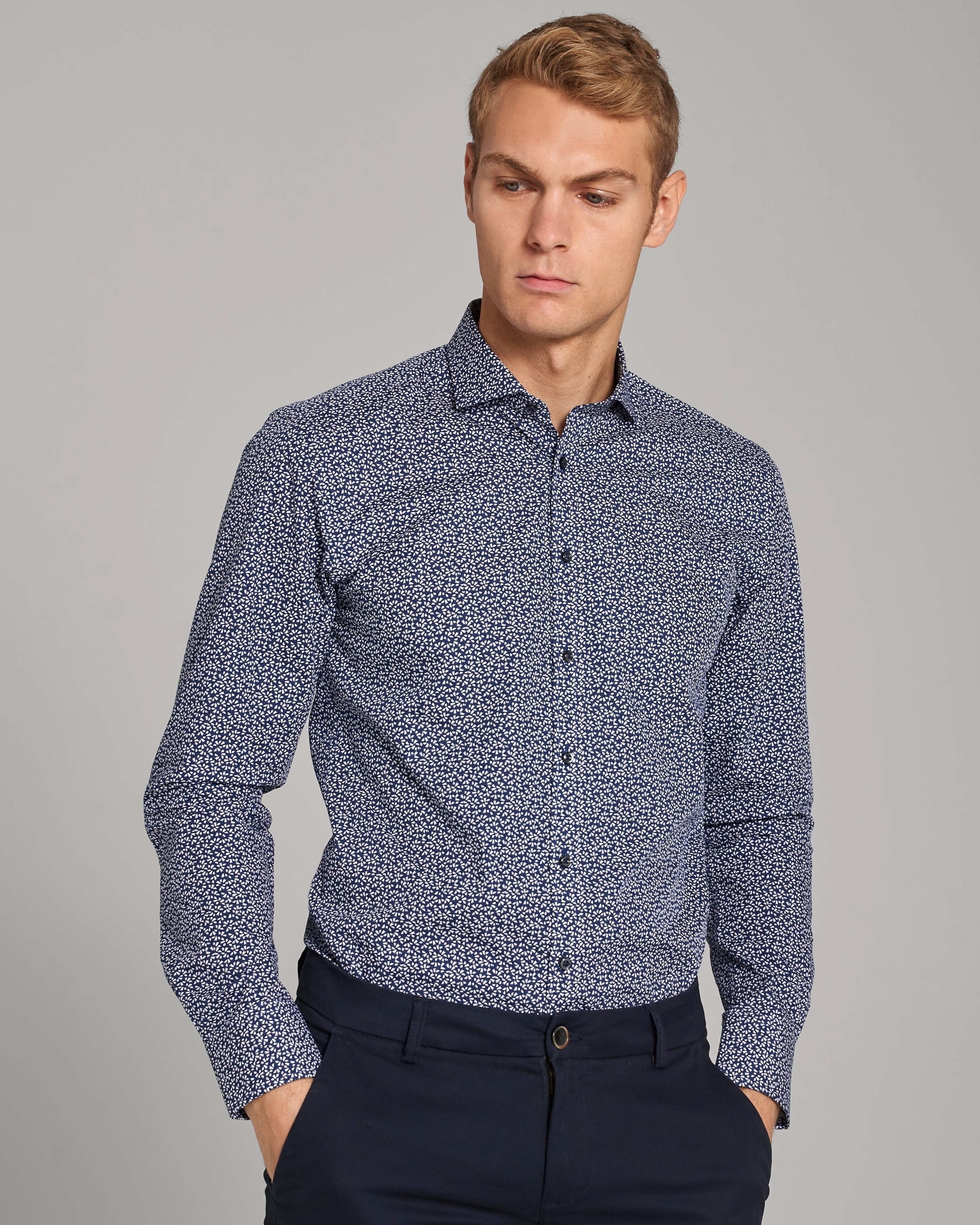 BS Shearer Slim Fit Skjorta - Navy