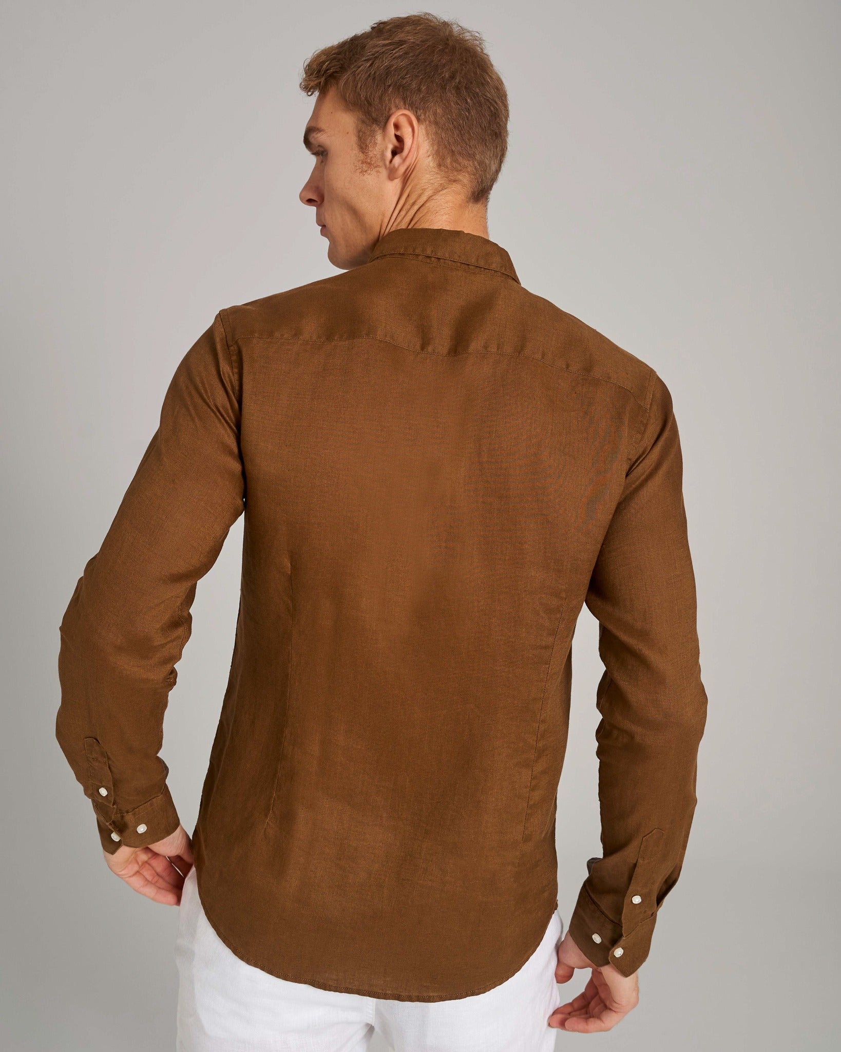BS Sainz Casual Slim Fit Skjorta - Ockra