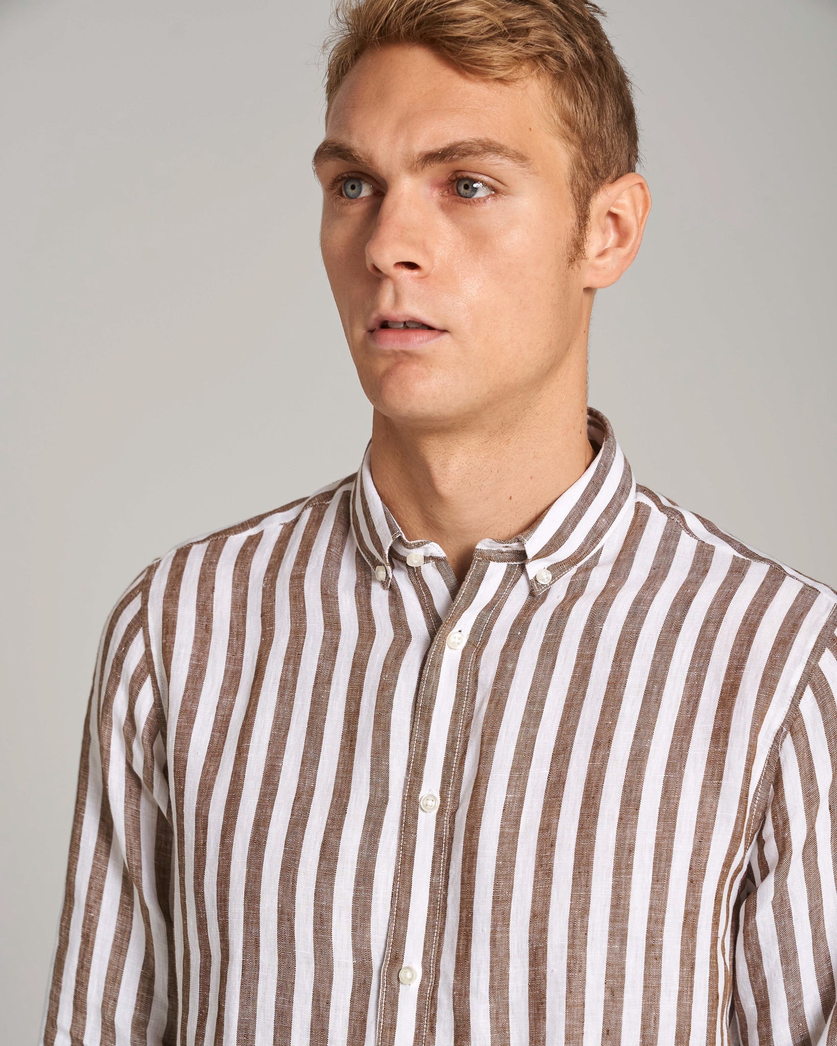 BS Ocon Casual Slim Fit Skjorta - Ockra/Vit