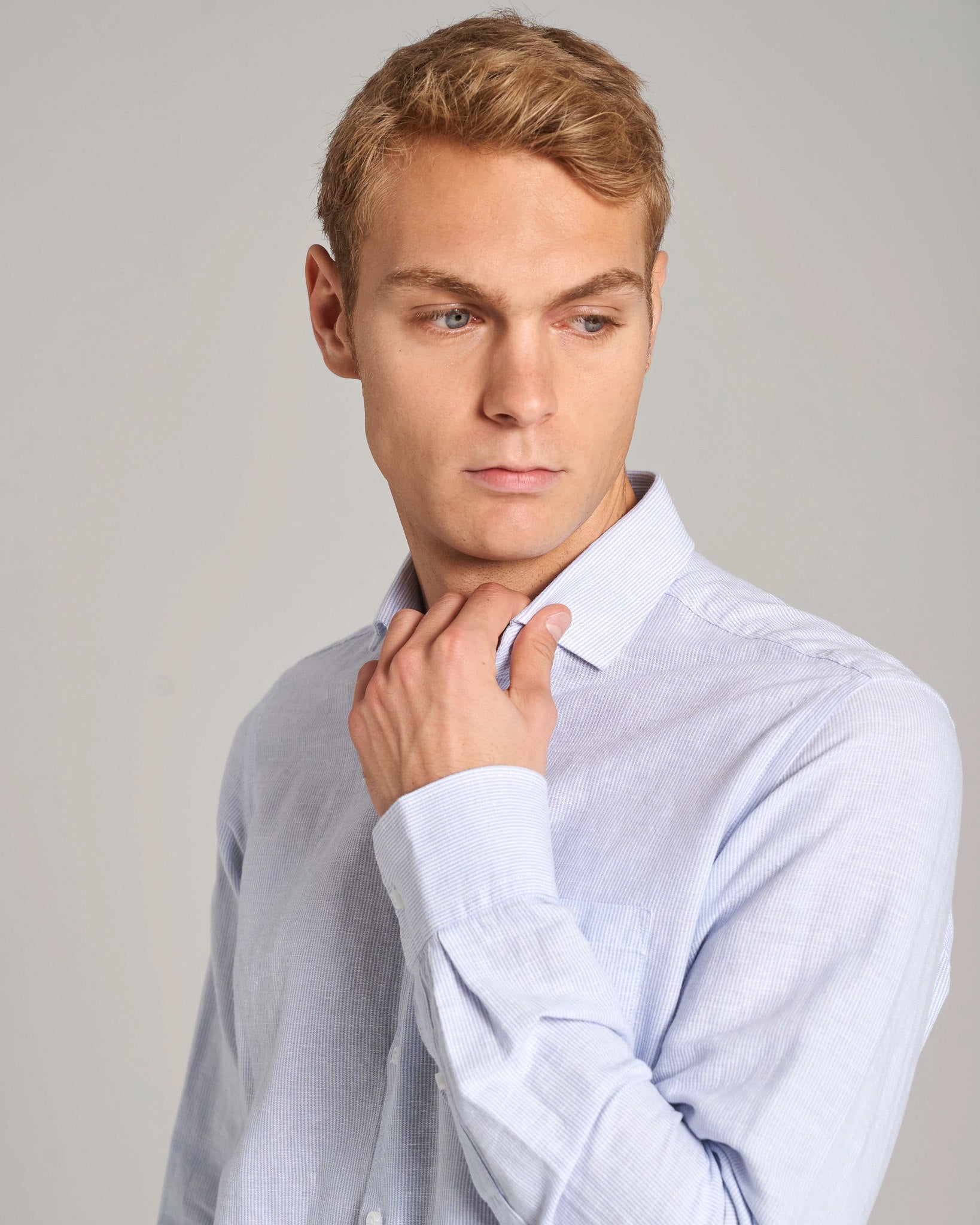 BS Alonso Casual Slim Fit Skjorta - Ljusblå/Vit