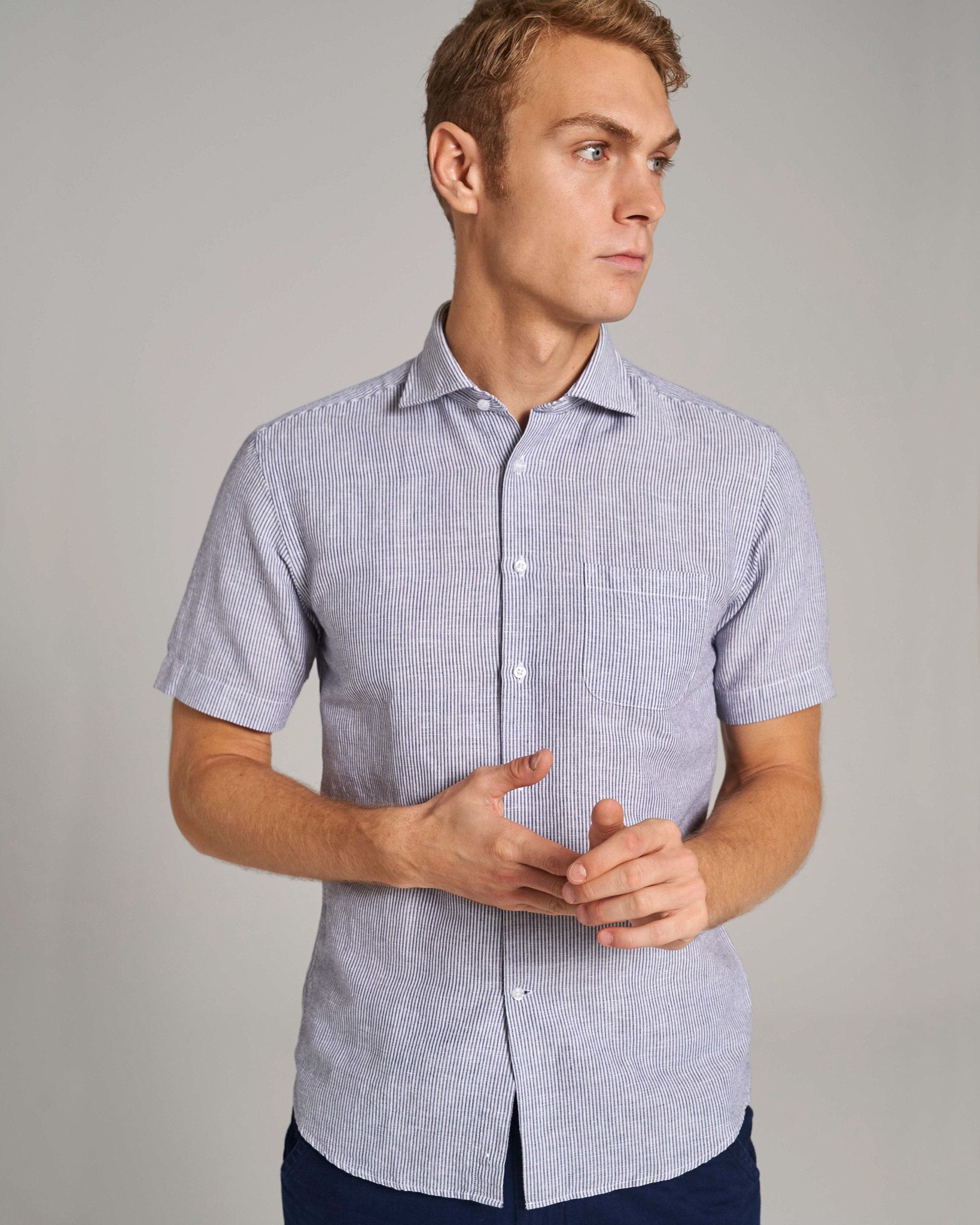 BS Hamilton Casual Slim Fit Skjorta - Blå/Vit
