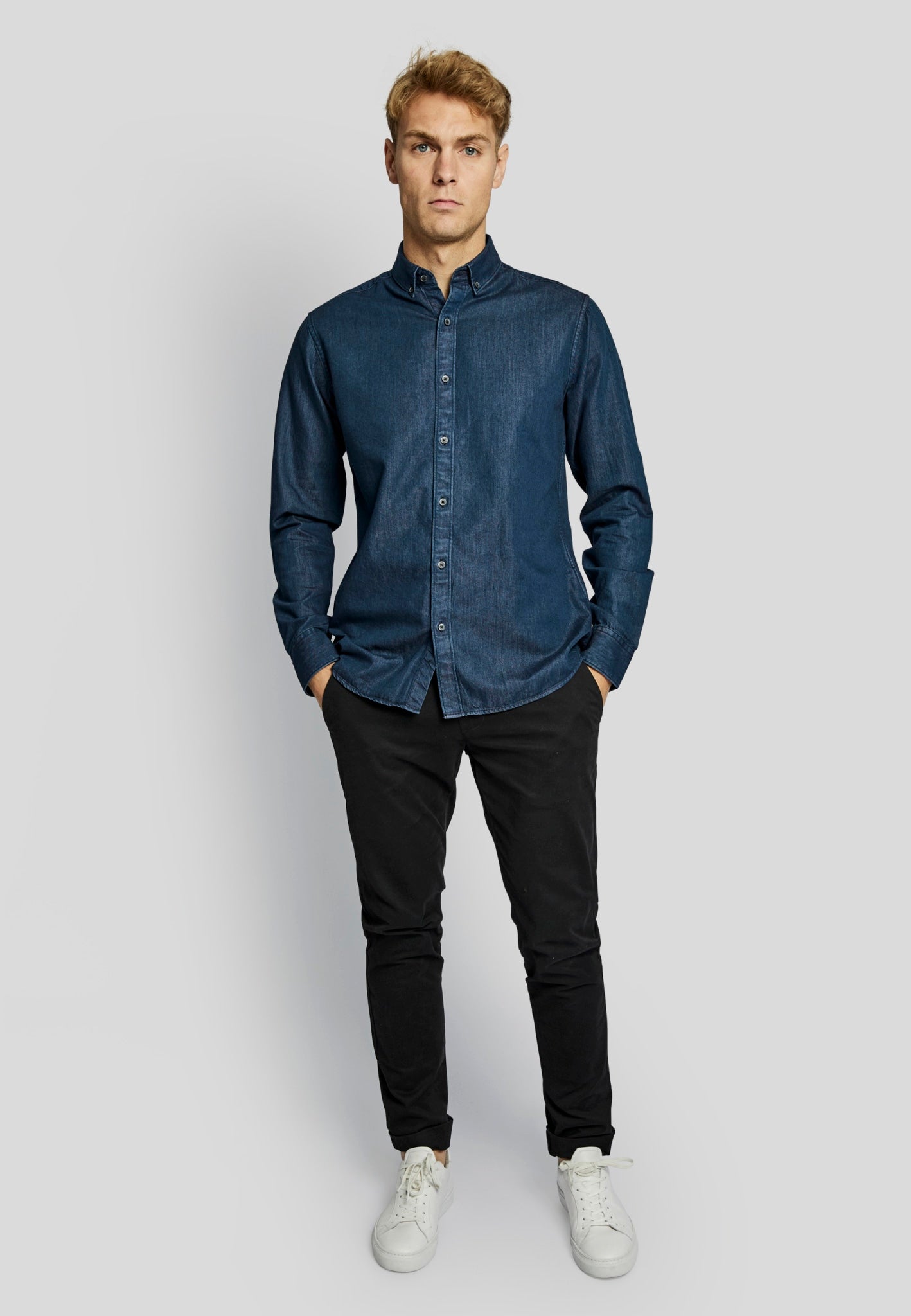 BS Elverum casual slim fit skjorta - Indigo