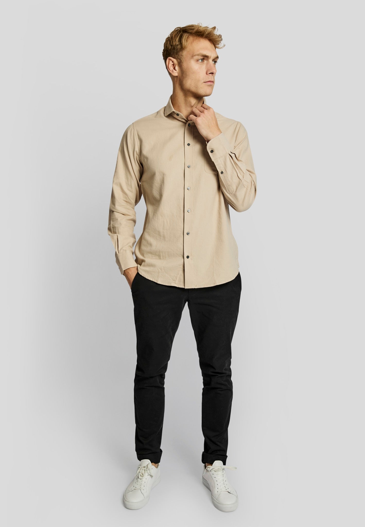BS Halden casual slim fit Skjorta - Sand