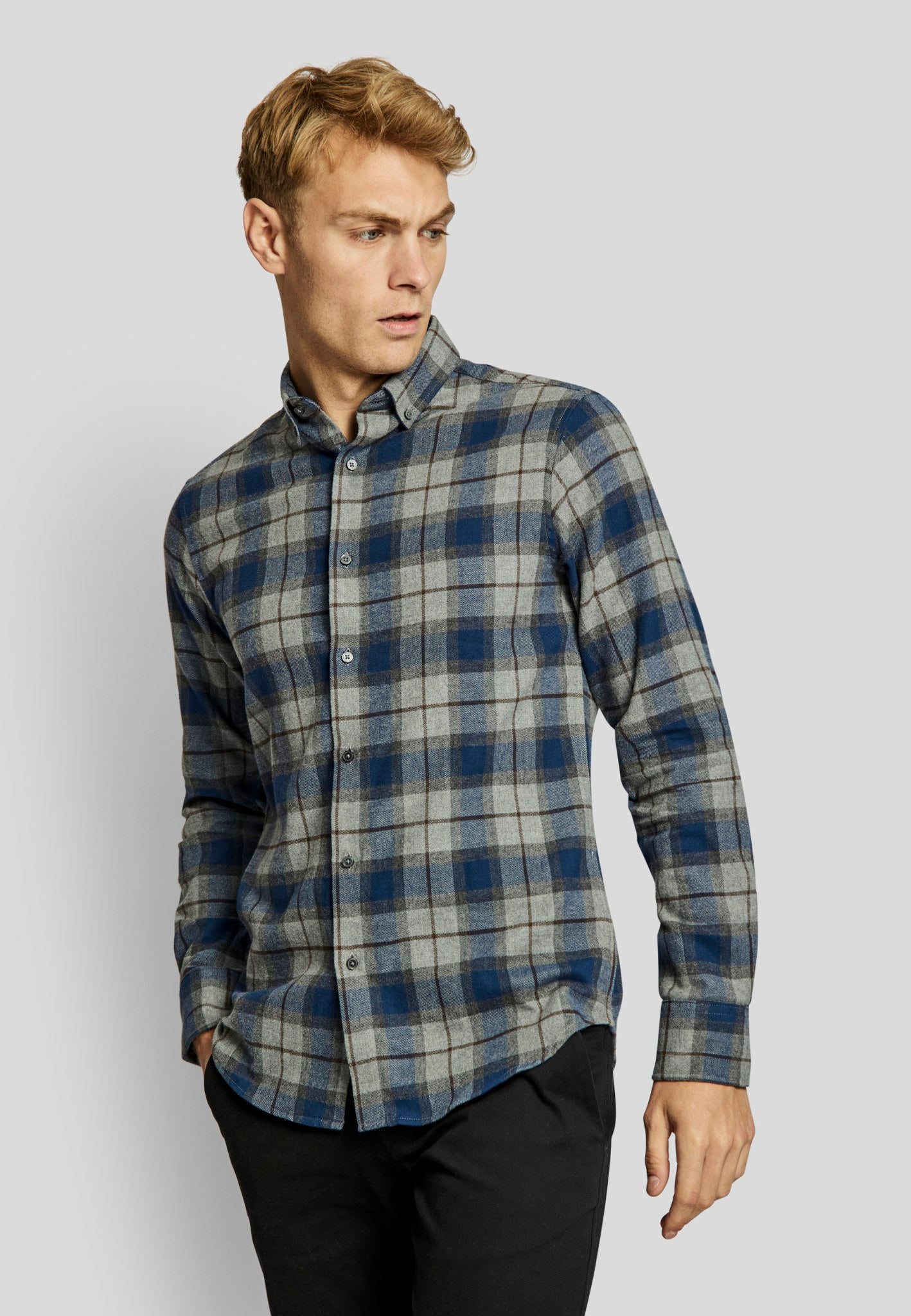 BS Skien casual slim fit skjorta - Blue