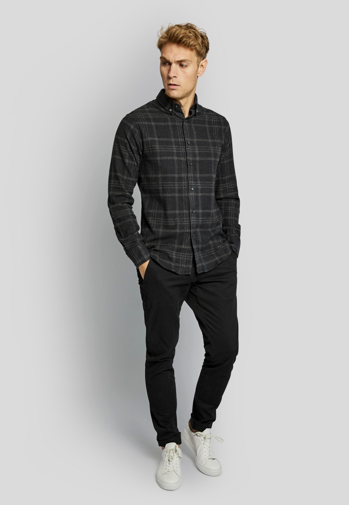BS Sarpsborg casual slim fit skjorta - Svart