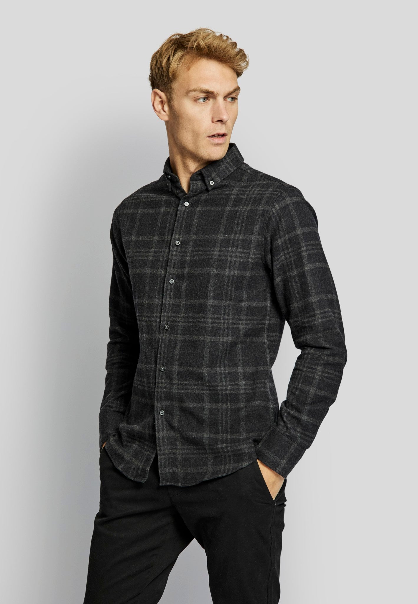 BS Sarpsborg casual slim fit skjorta - Svart