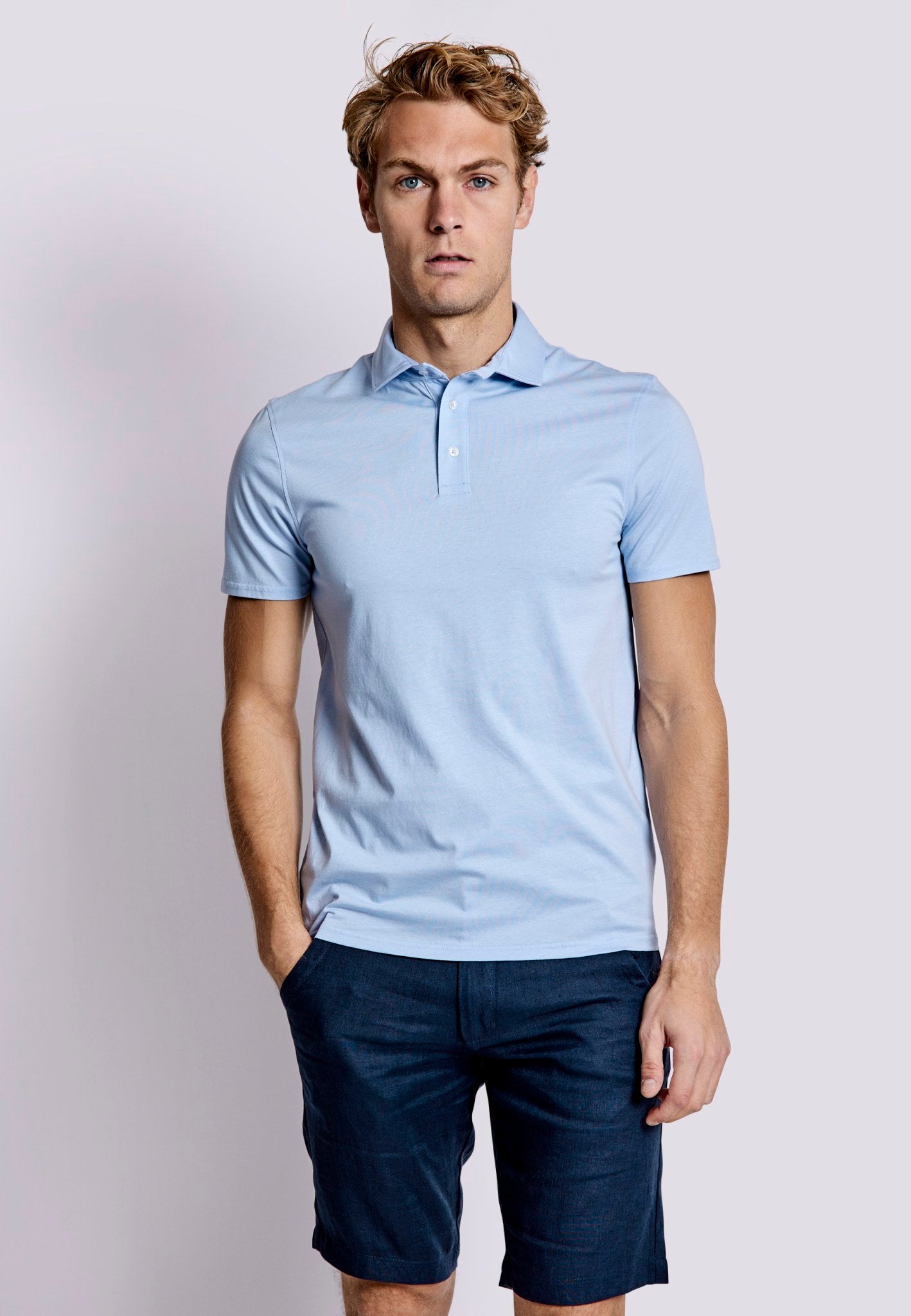 BS Natesan Regular Fit Piké - Light Blue