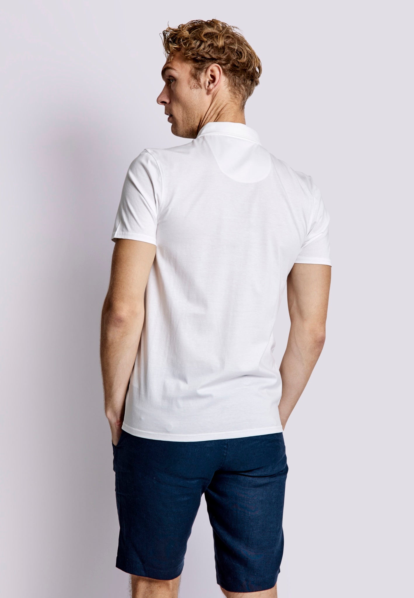 BS Natesan Regular Fit Piké - White