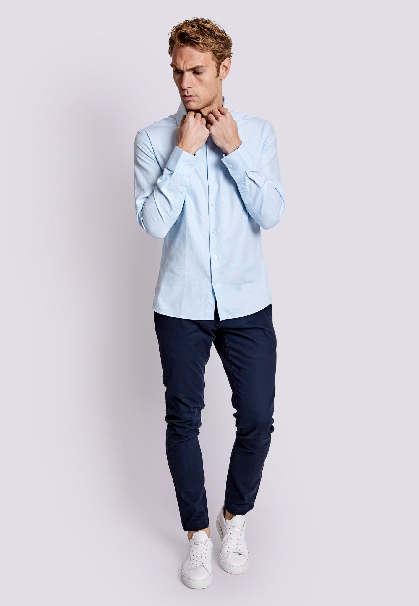 BS Sweeney Slim Fit Skjorta - Ljusblå