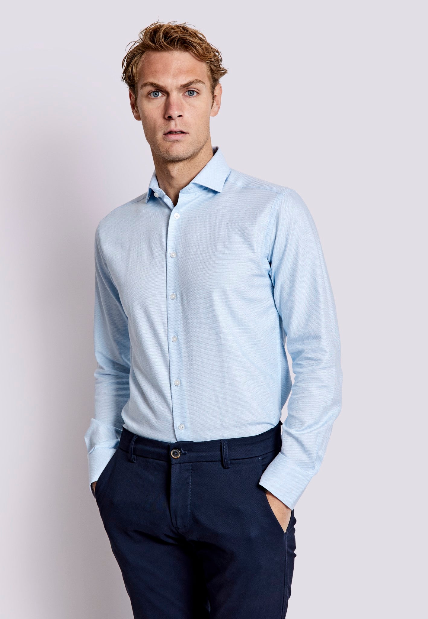 BS Sweeney Slim Fit Skjorta - Ljusblå