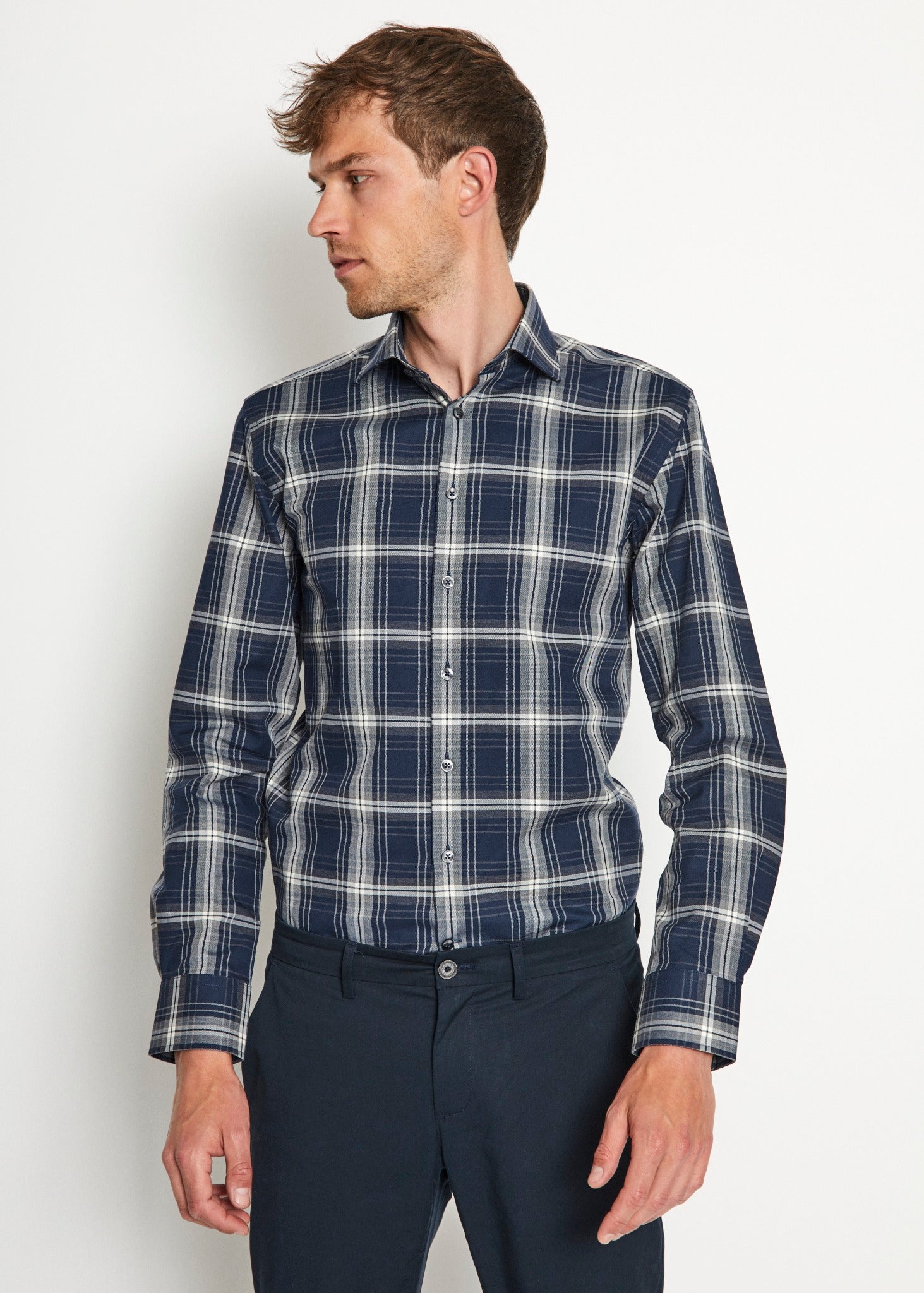 BS Alberto Modern Fit Skjorta - Mörkblå