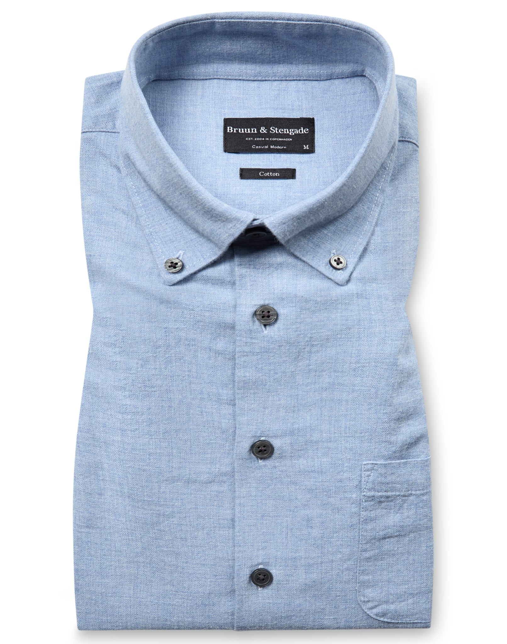 BS Cotton Casual Modern Fit Skjorta - Ljusblå