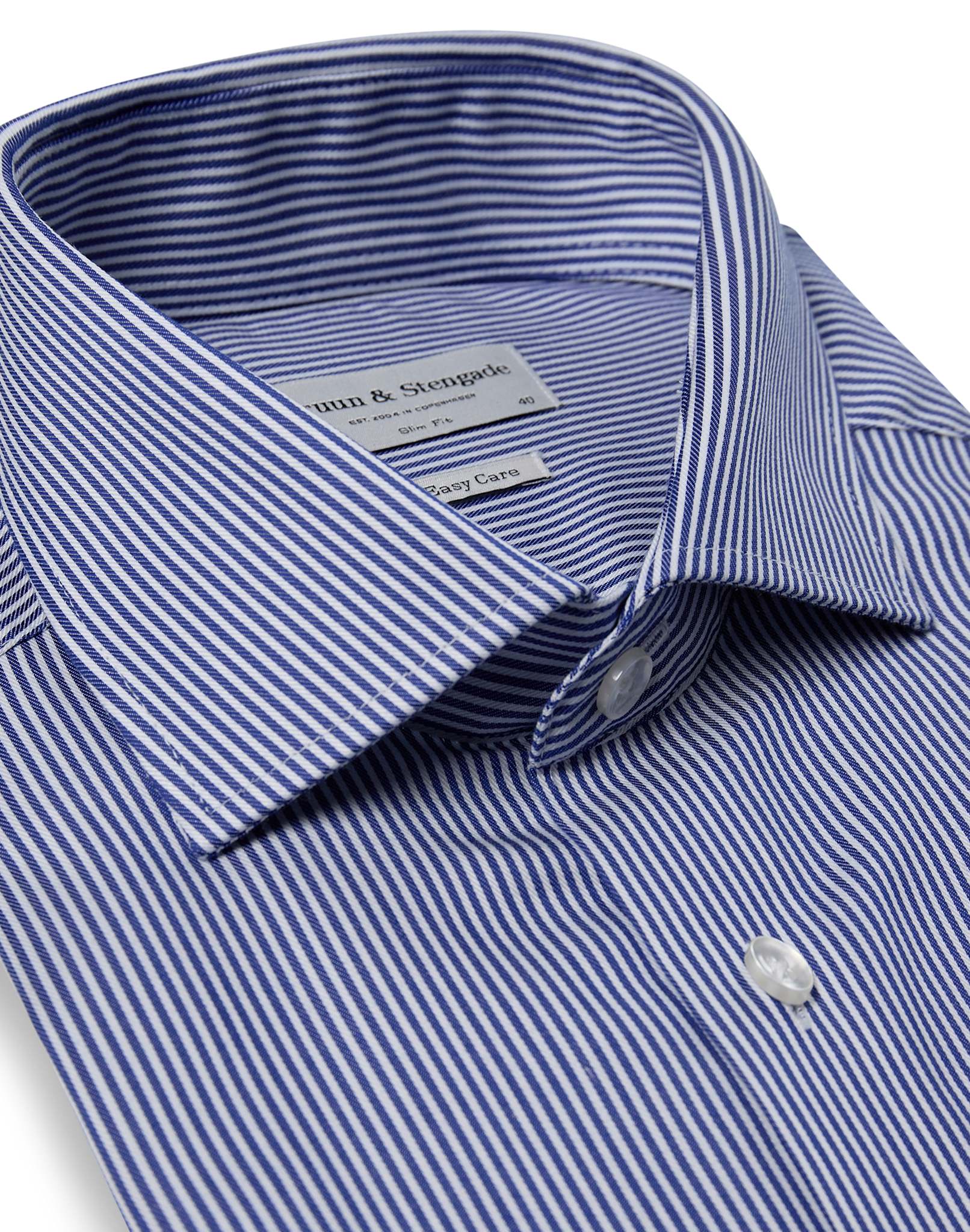 BS Alvarez Slim Fit Skjorta - Dark Blue/White