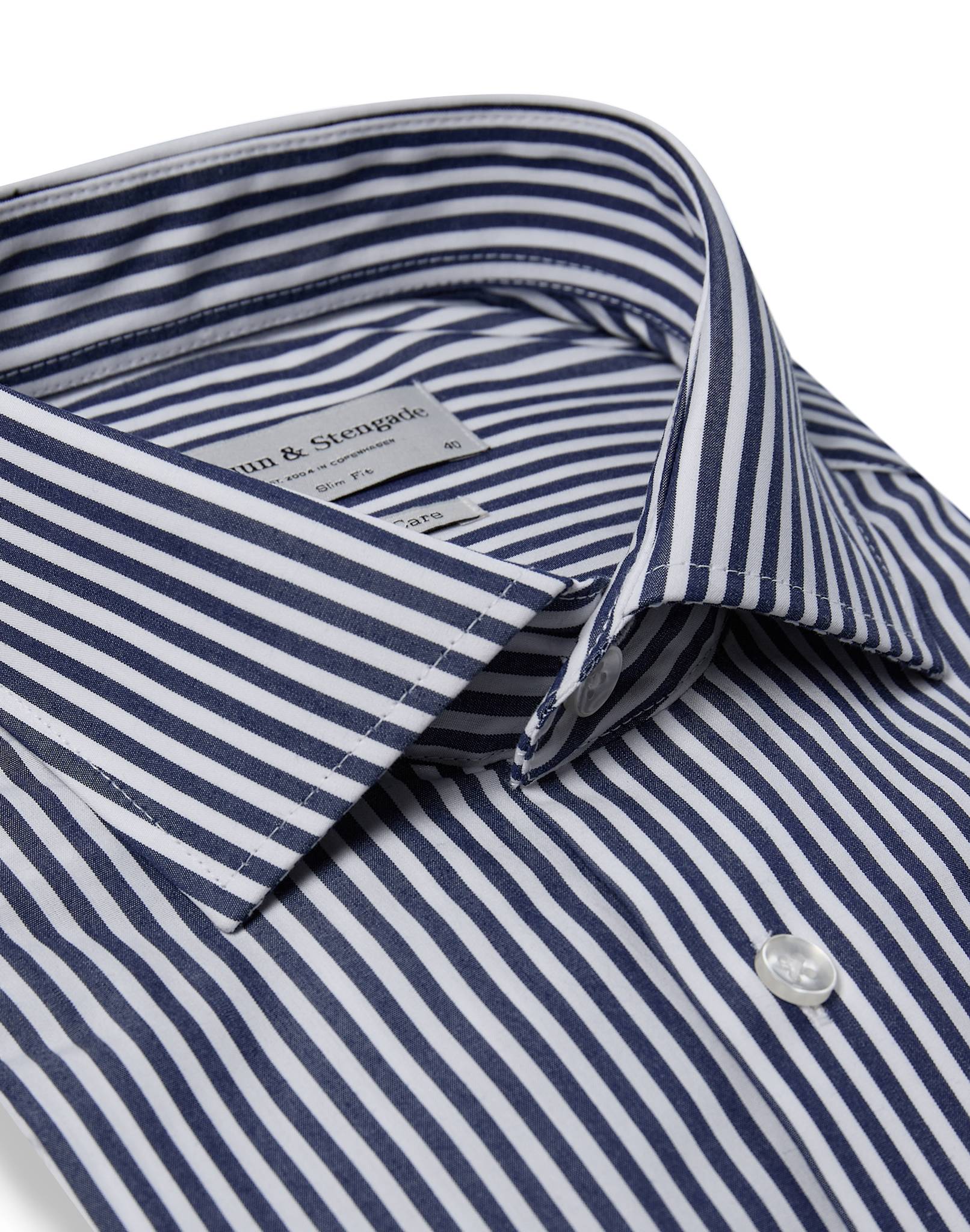 BS Rodriguez Slim Fit Skjorta - Navy/White