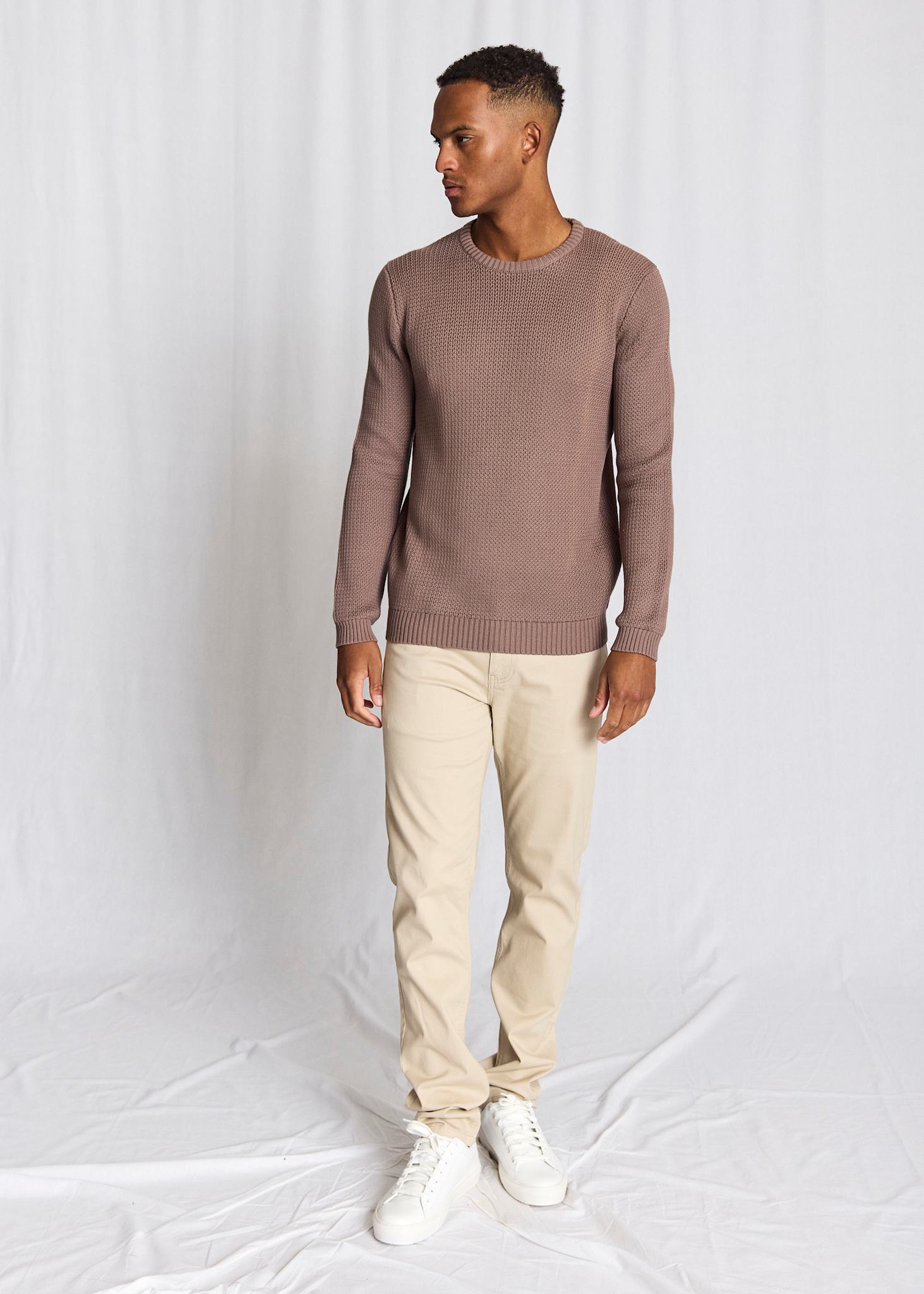 BS Raffaele Regular Fit Stickat - Greige