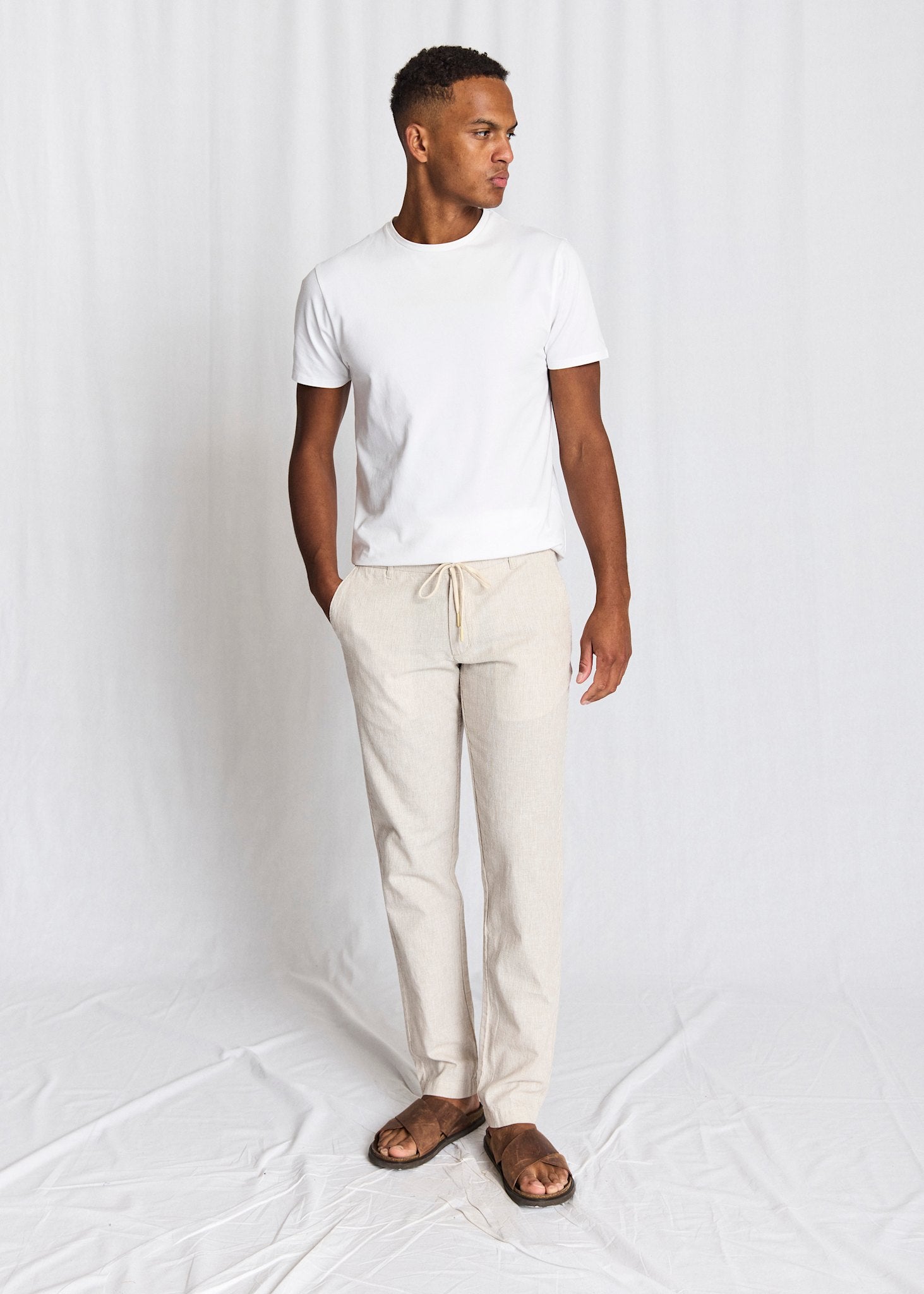 BS Vincente Regular Fit Chinos - Beige/Vit