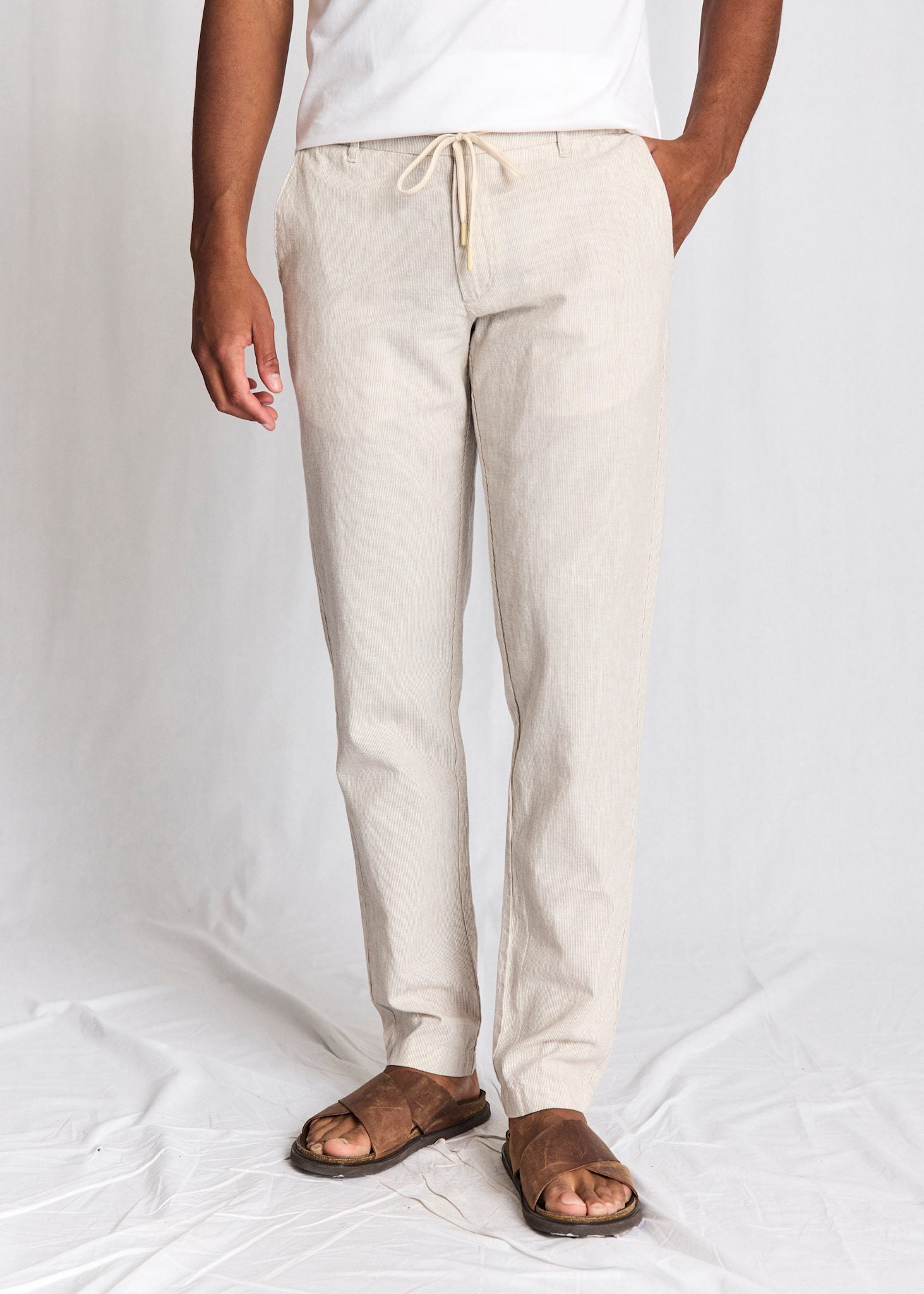 BS Vincente Regular Fit Chinos - Beige/Vit
