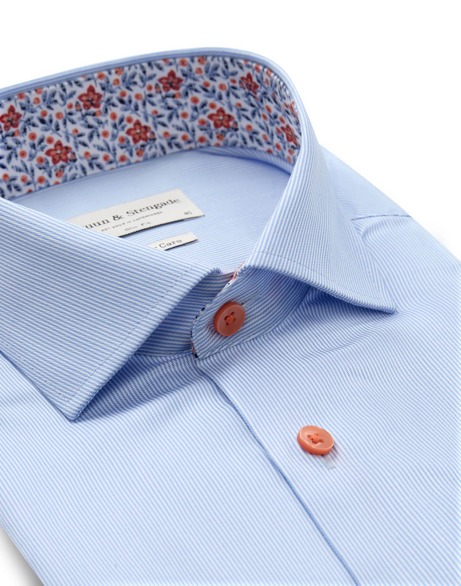 BS Wael Slim Fit Skjorta - Light Blue/White