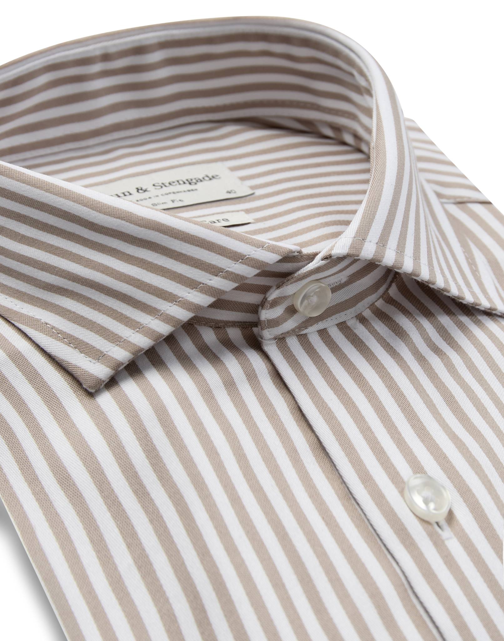 BS Kunkel Slim Fit Skjorta - Sand/White
