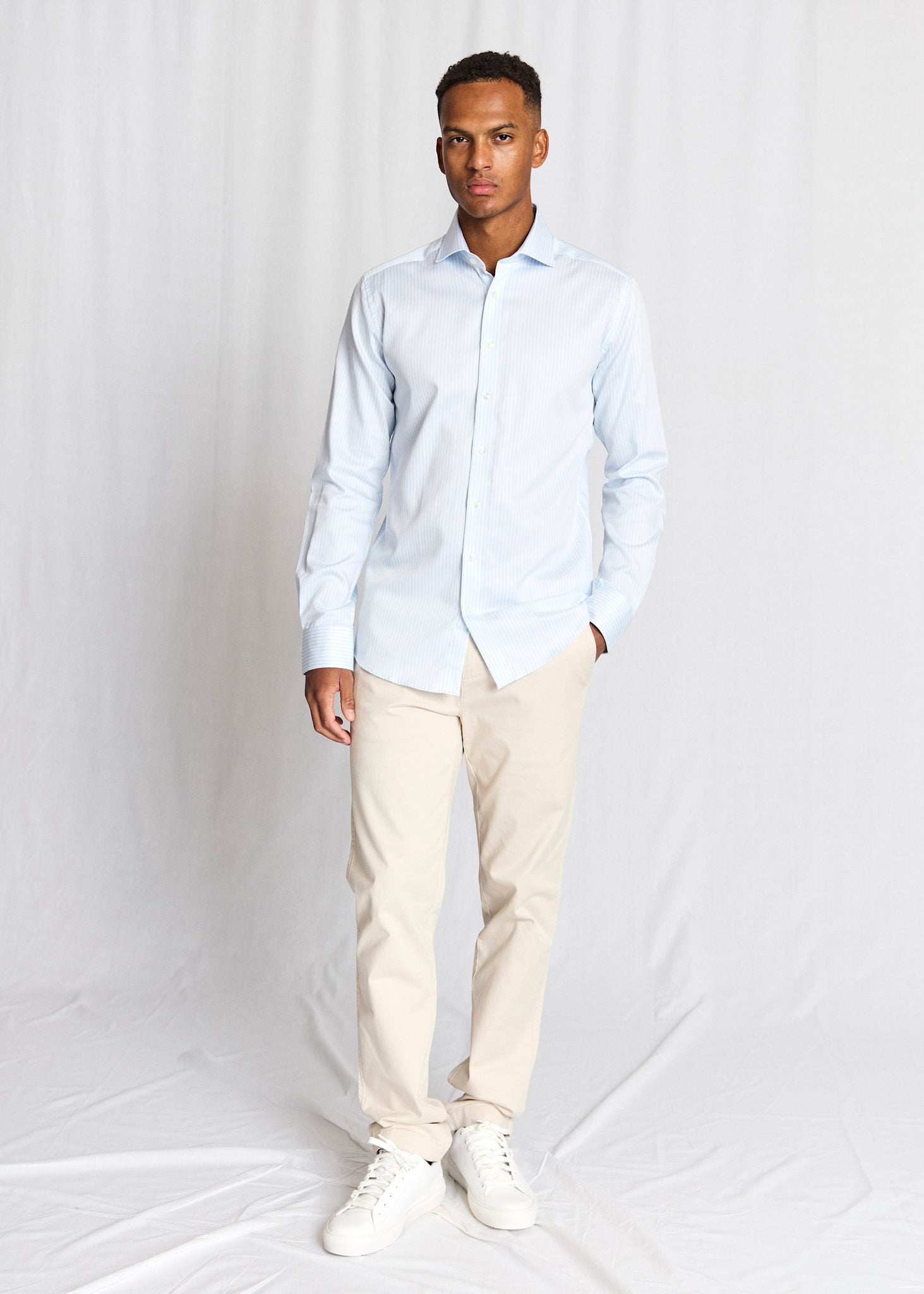 BS Bannour Modern Fit Skjorta - Light Blue/White