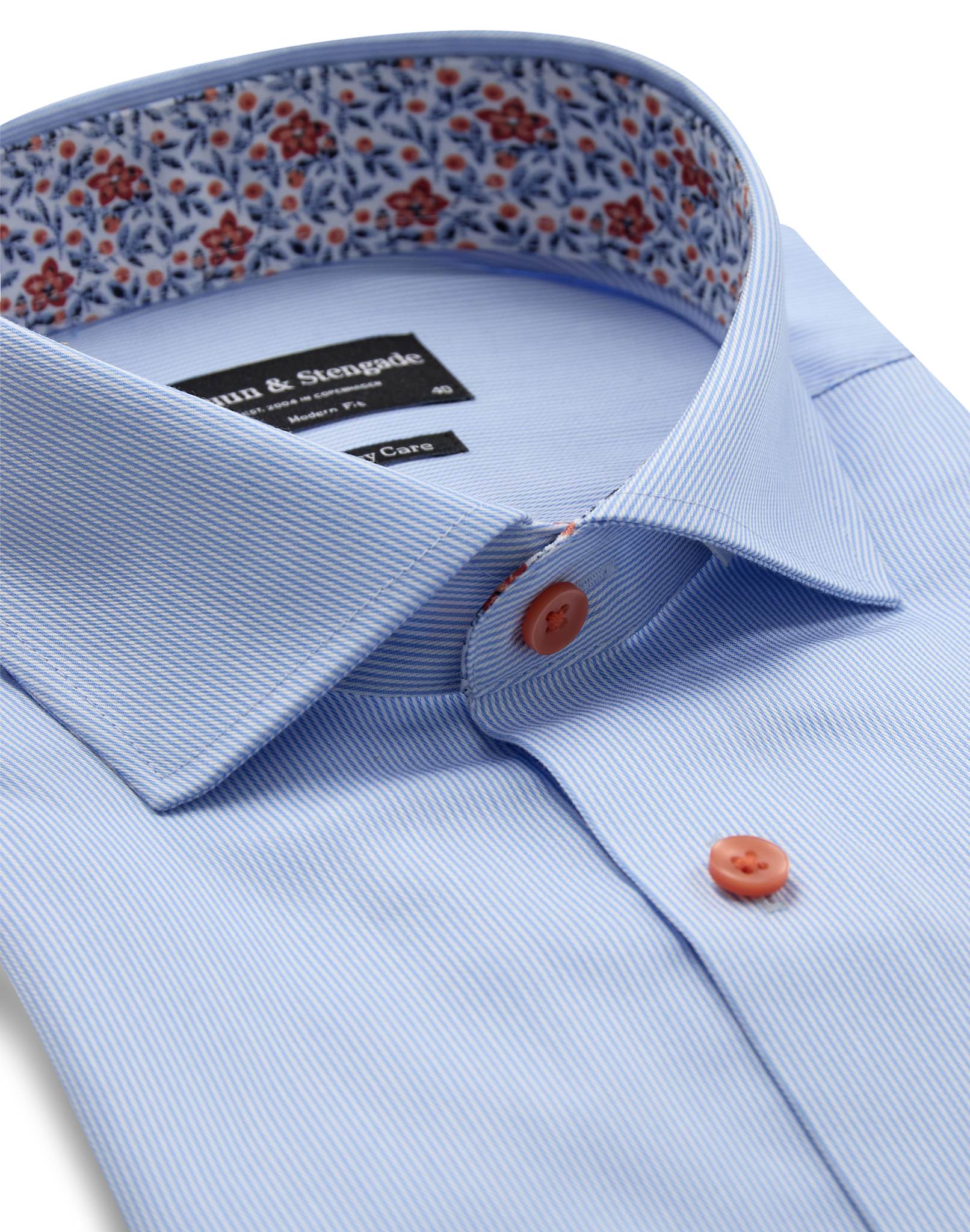 BS Mollgaard Modern Fit Skjorta - Light Blue/White