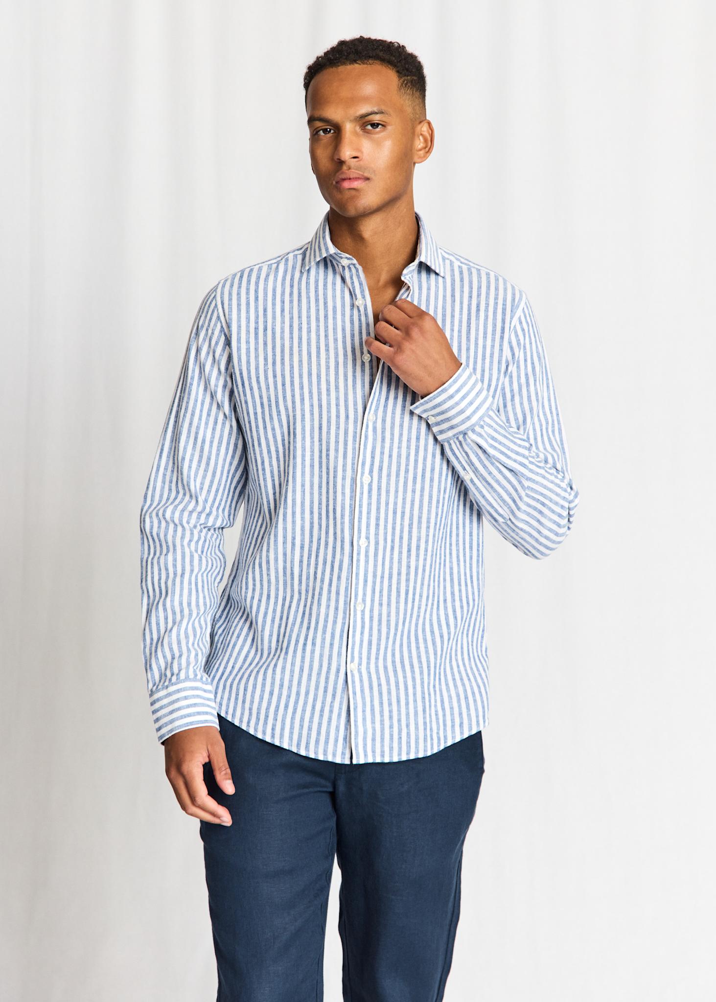 BS Rubio Casual Modern Fit Skjorta - Blue/White