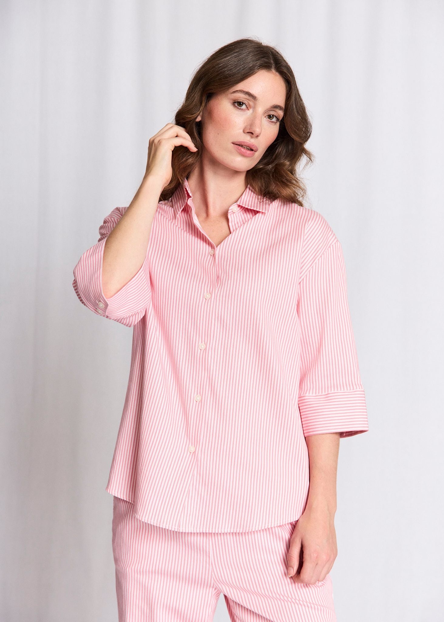 BS Talia Regular Fit Skjorta - Lipstick Red/White