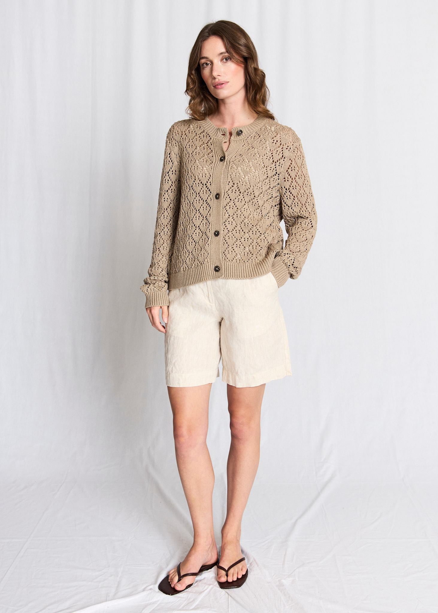 BS Eleonora Regular Fit Stickat - Sand