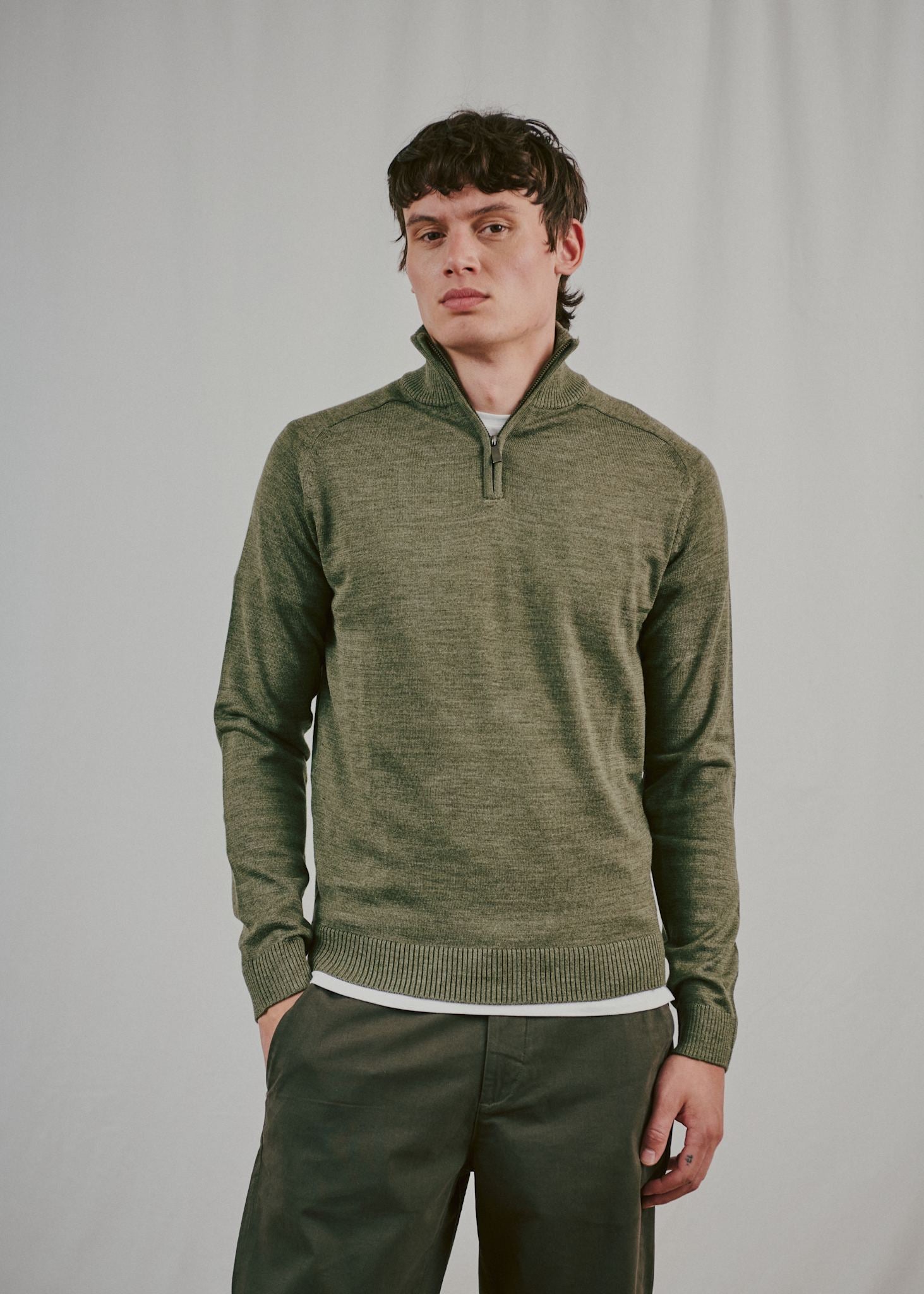BS Pelle Regular Fit Stickat - Olive