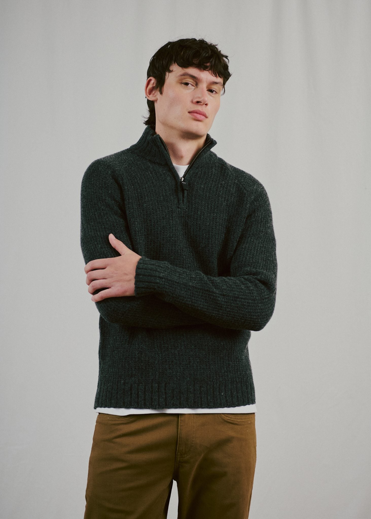 BS Svalbard Regular Fit Stickat - Dark Grey