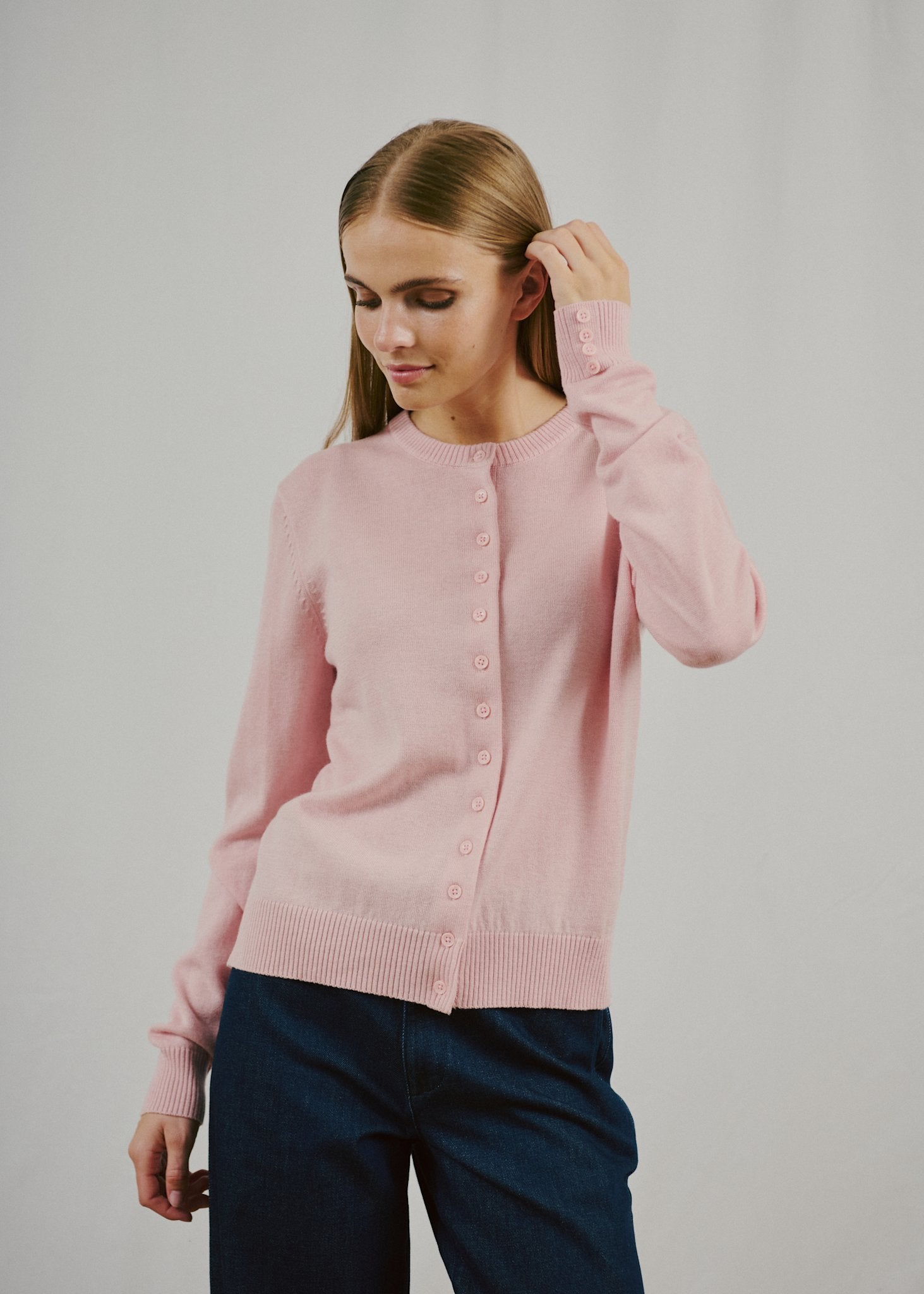 BS Edel Regular Fit Stickat - Chalk Pink
