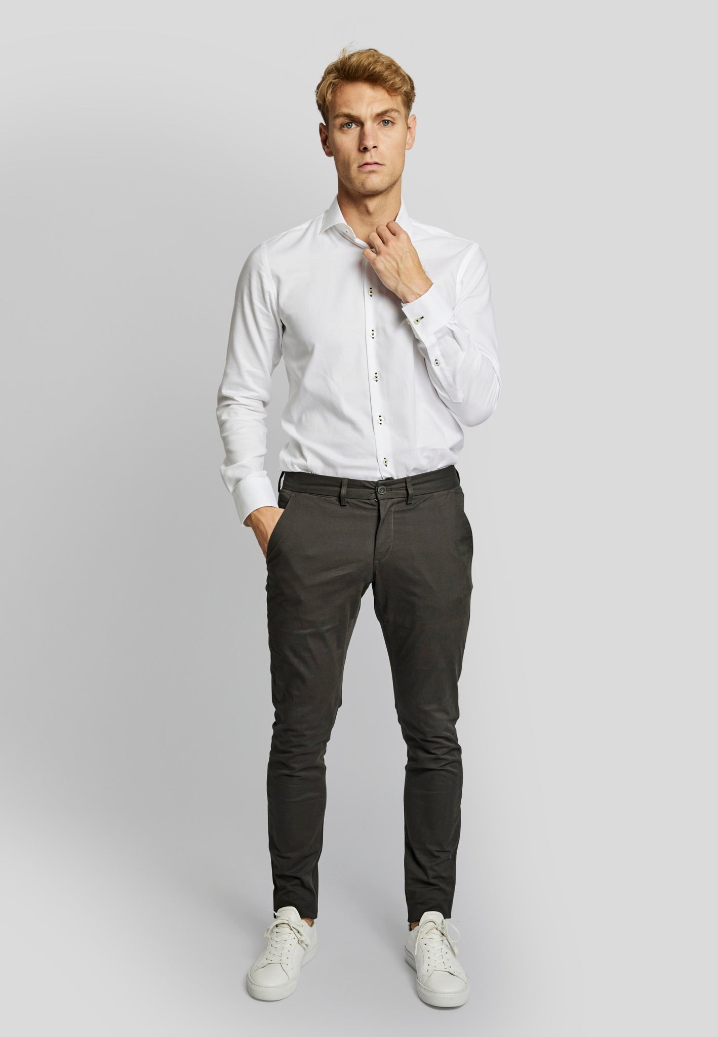 BS Anton Slim Fit Chinos - Mörkgrå