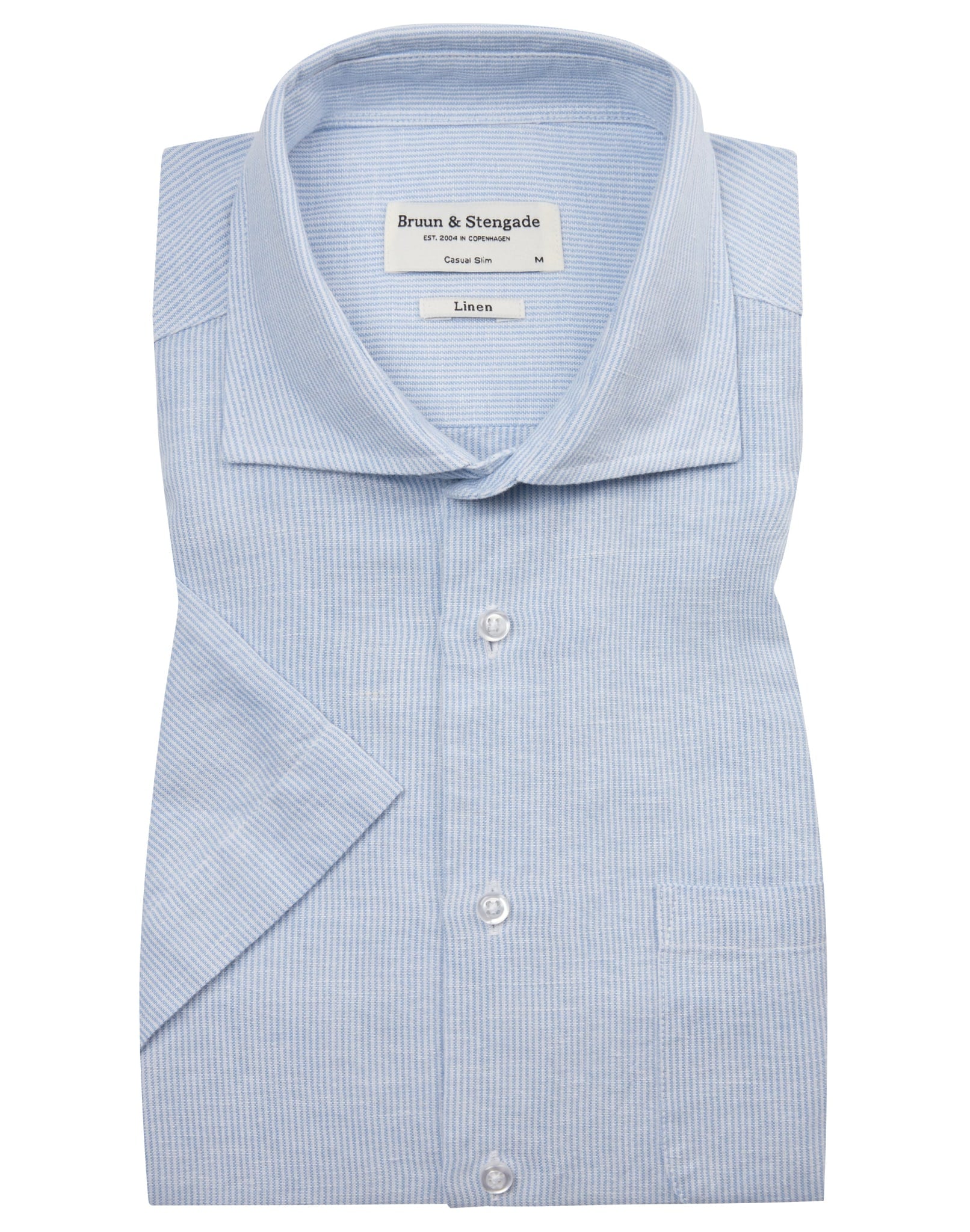 BS Hamilton Casual Slim Fit Skjorta - Ljusblå/Vit