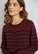 BS Kjersti Regular Fit Stickat - Bordeaux/Black