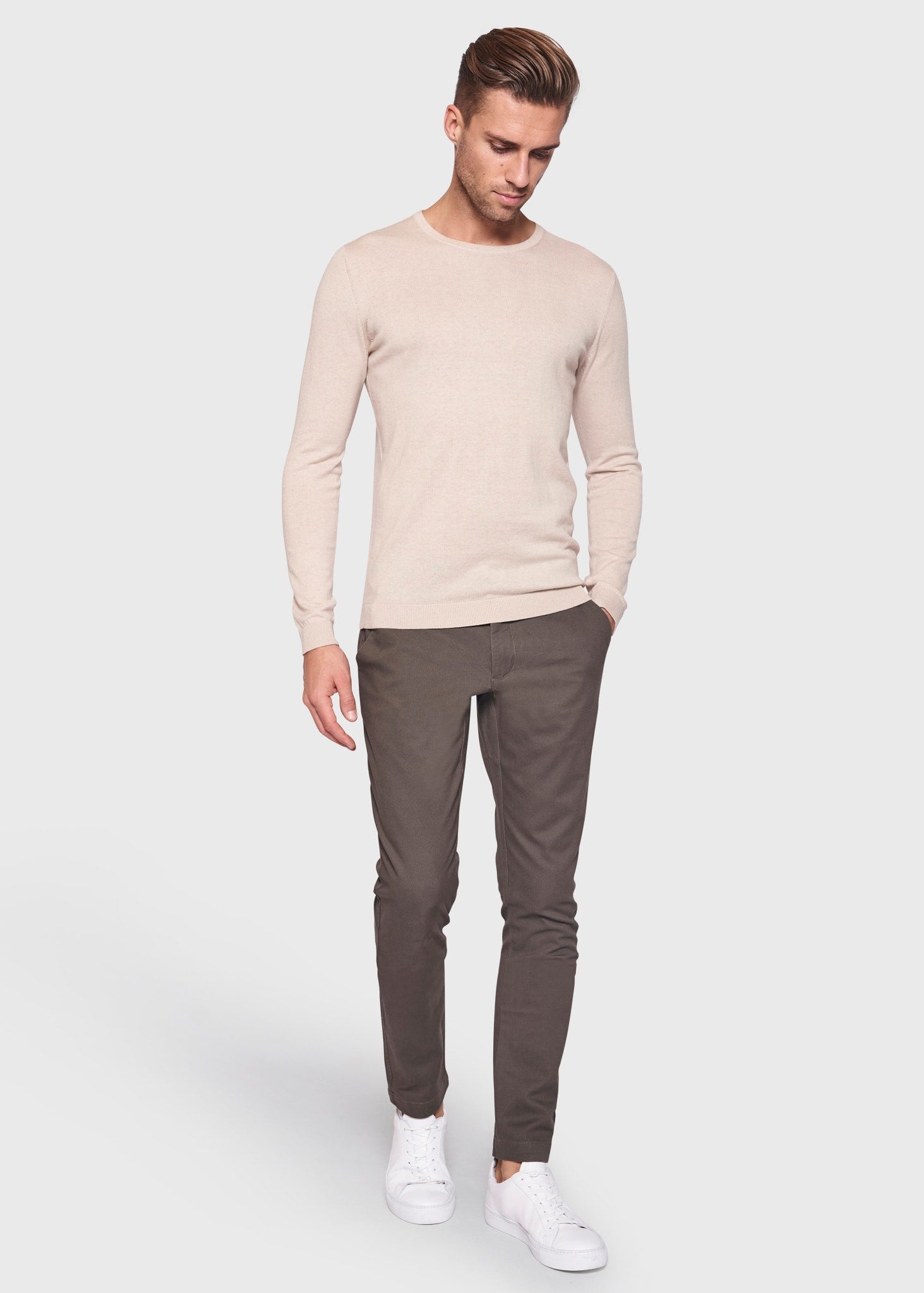 BS Gunnar Regular Fit Stickad Tröja - Sand