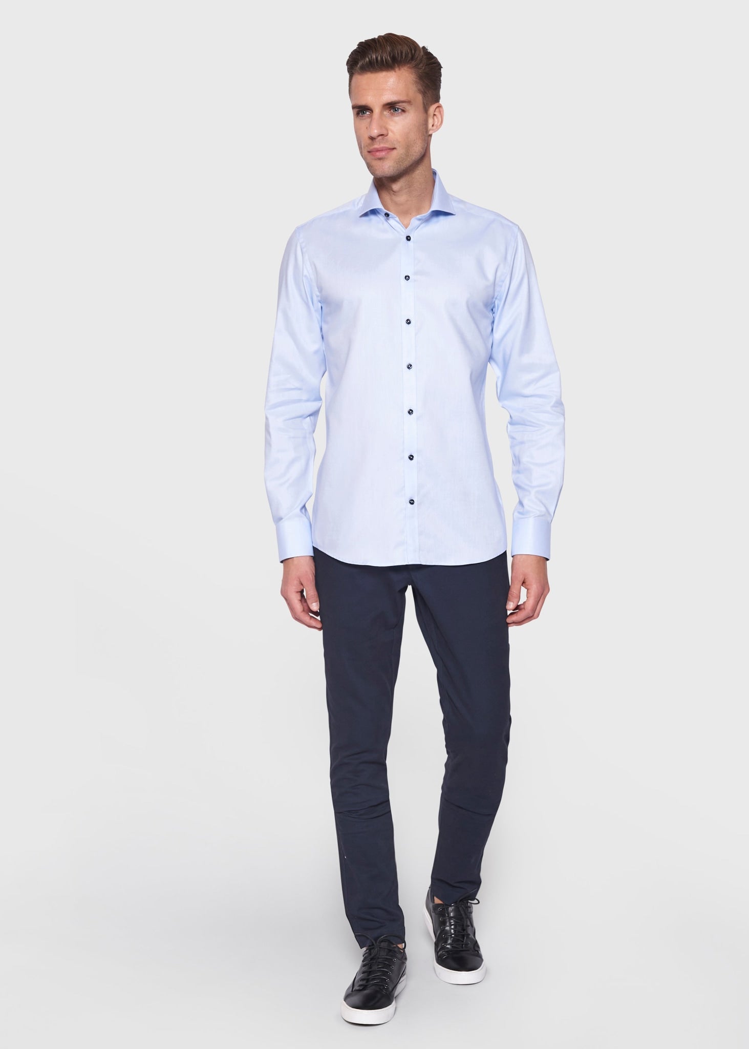 BS Huber Slim Fit Skjorta - Ljusblå