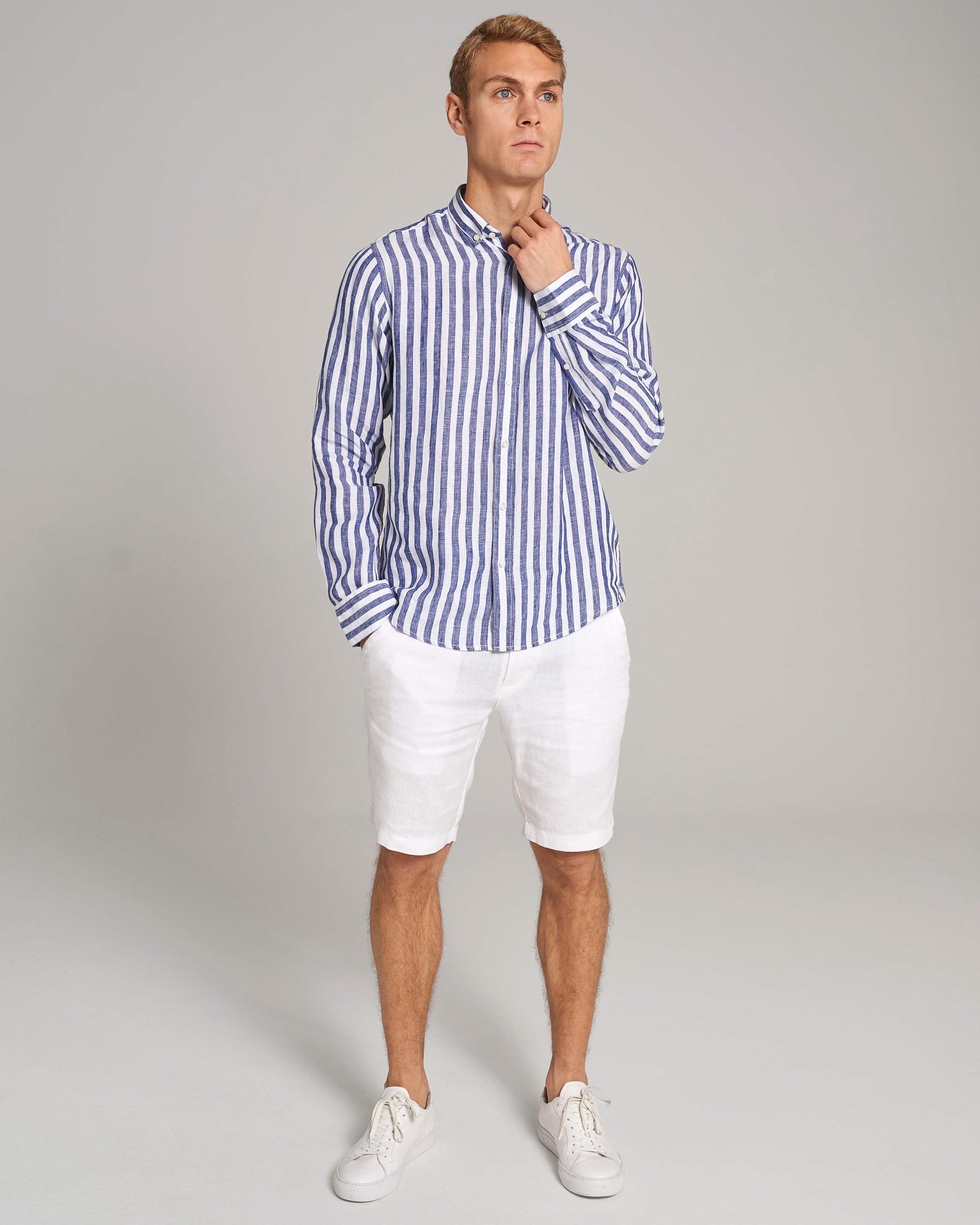 BS Esteban Casual Modern Fit Skjorta - Blå/Vit